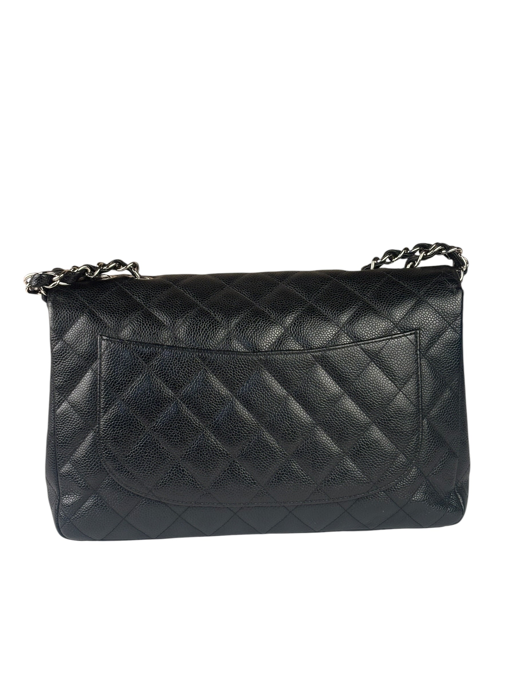 Chanel Black Caviar Quilted Flap Large Flap Bag 2006