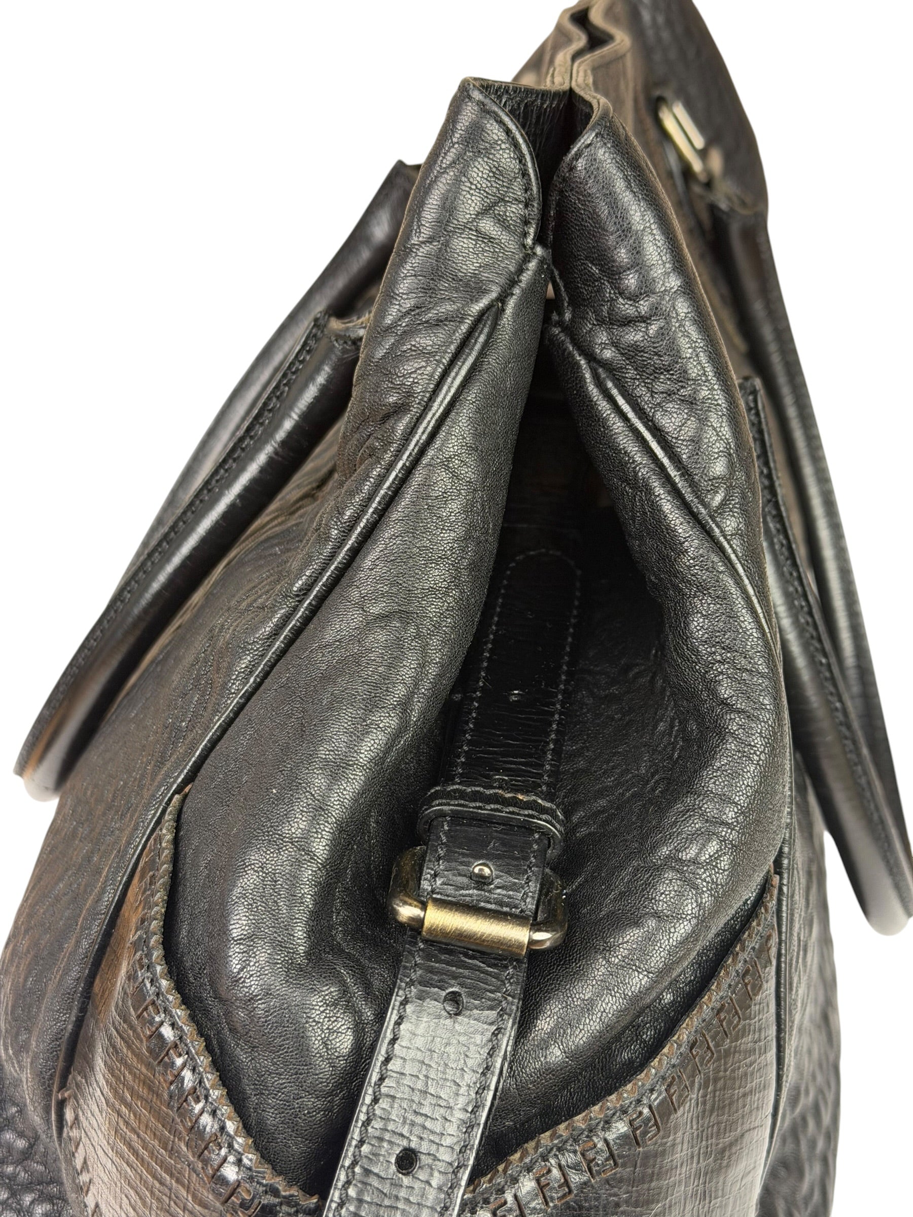 Fendi Black Leather Etniko Du Jour Shoulder Bag