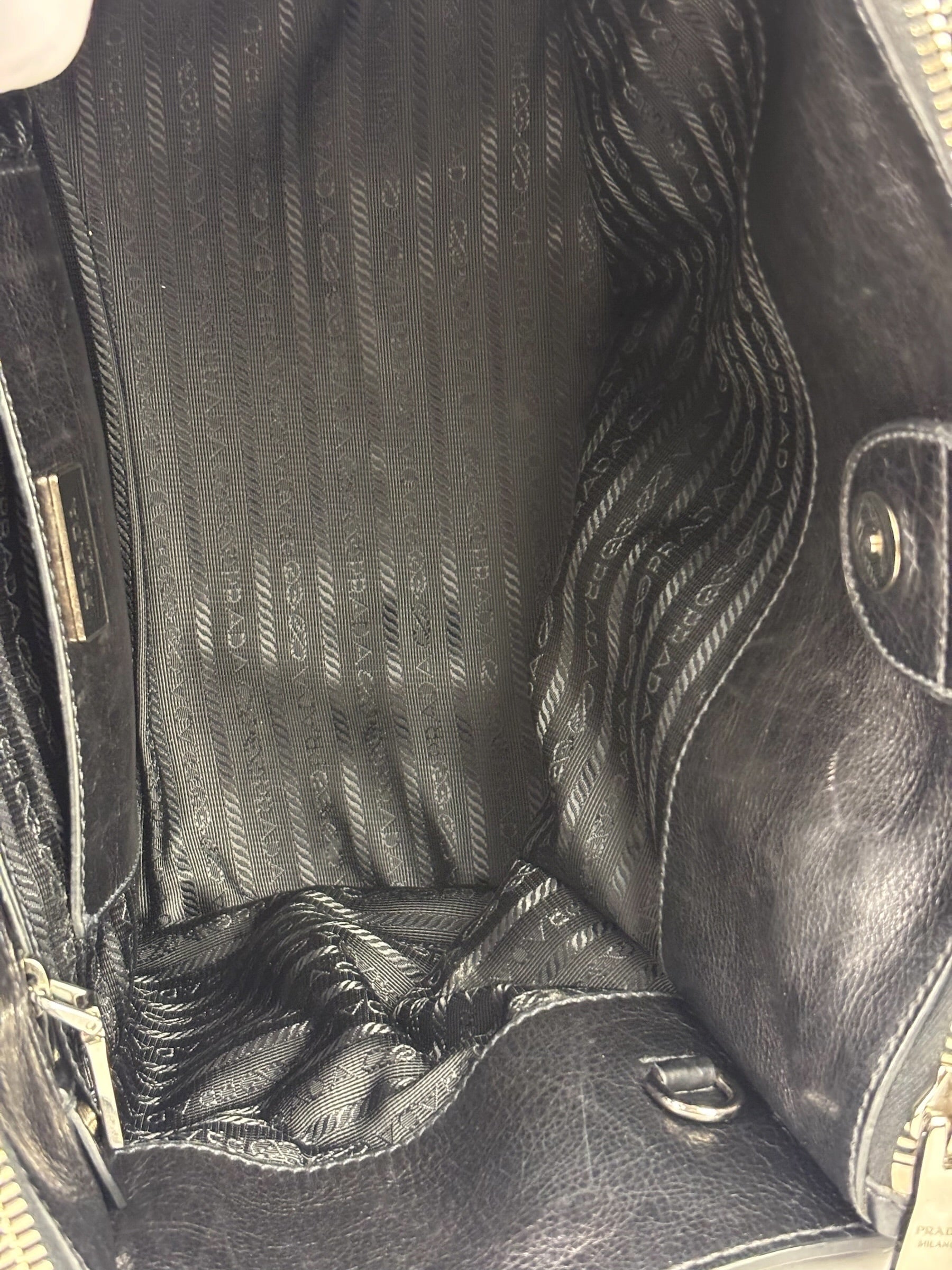 Prada Black Leather/Suede Shoulder Bag