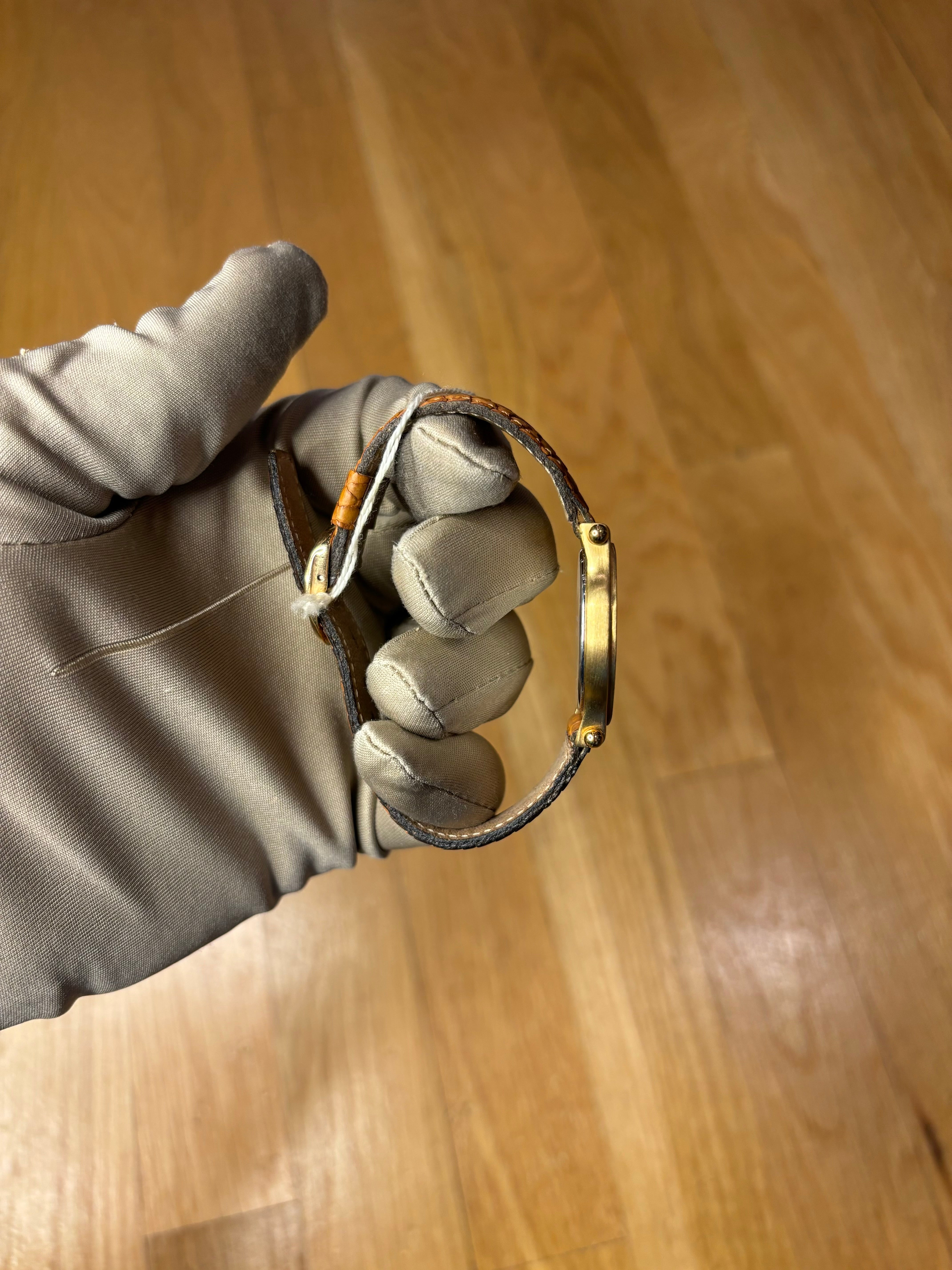 Balenciaga Gold Plated Champagne Dial Brown Leather Strap