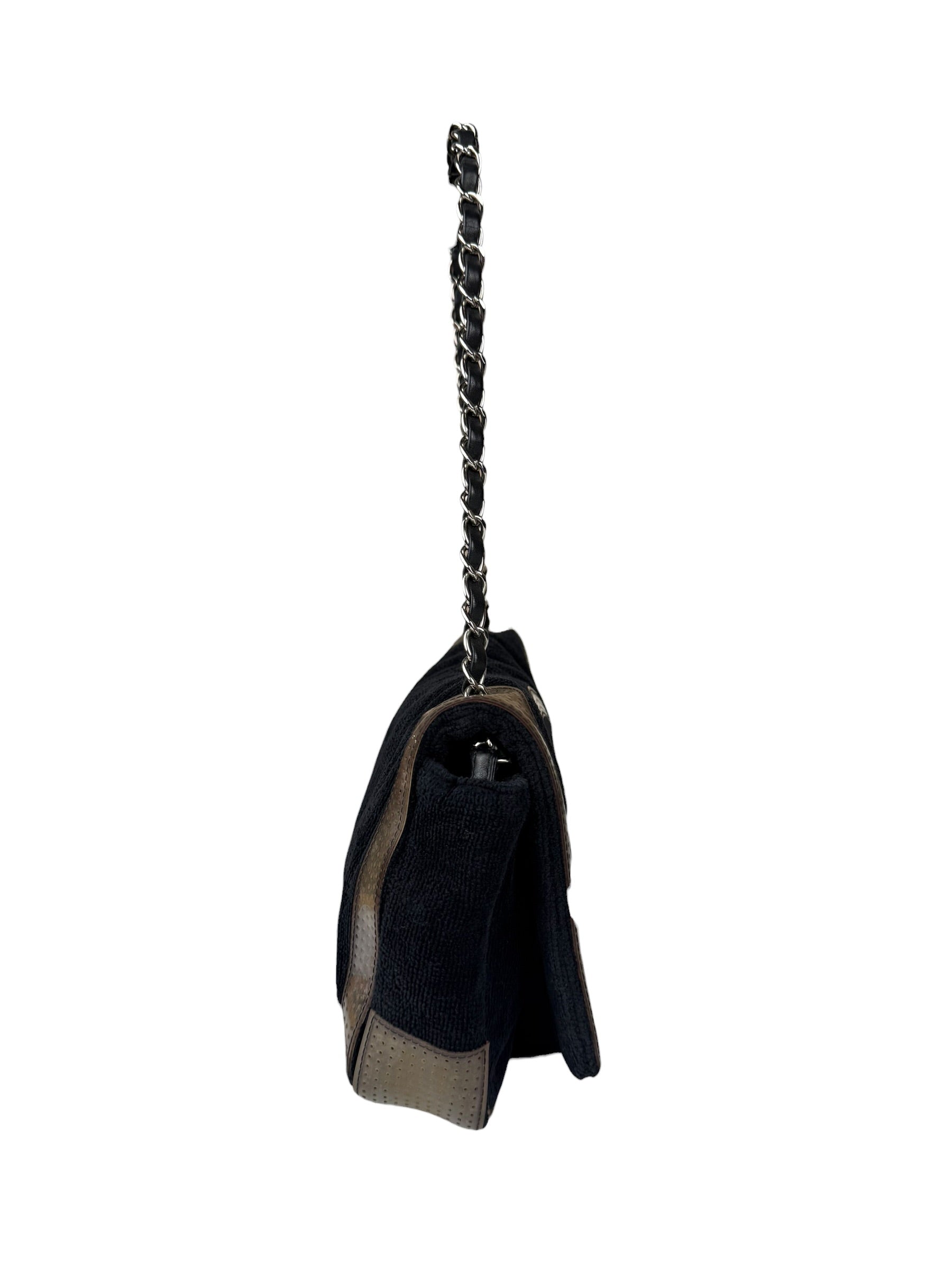 Chanel Sport Line Terrycloth Black Flap Bag 2008