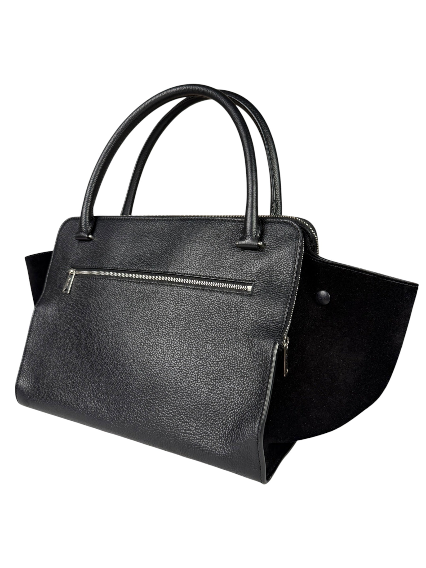 Celine Black Leather/Suede Trapeze Medium Handbag