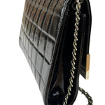 Chanel Black Patent Leather Chocolate Bar Flap Bag 2000
