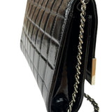 Chanel Black Patent Leather Chocolate Bar Flap Bag 2000