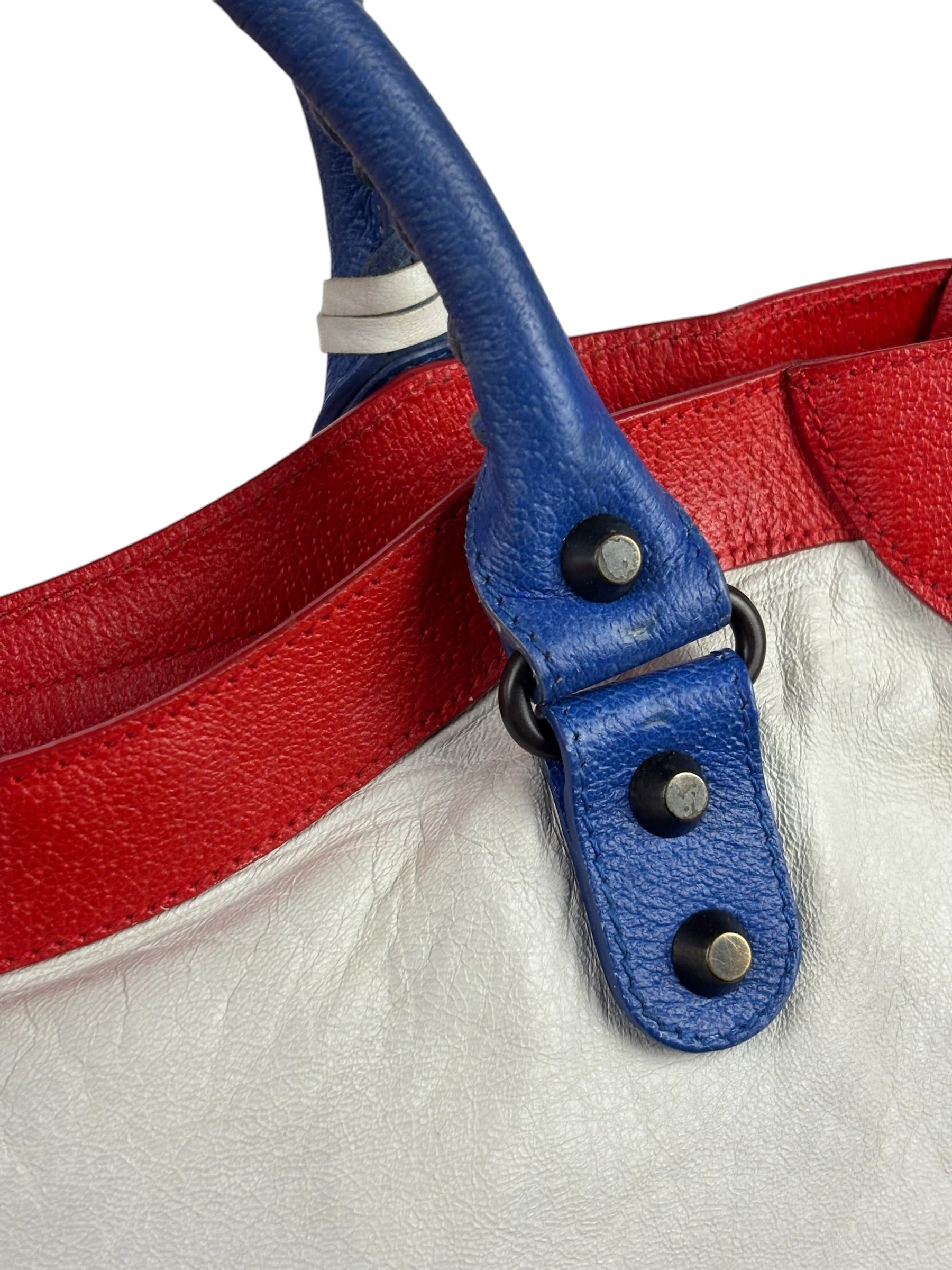 Balenciaga White Multicolor Moto 2Way City Bag