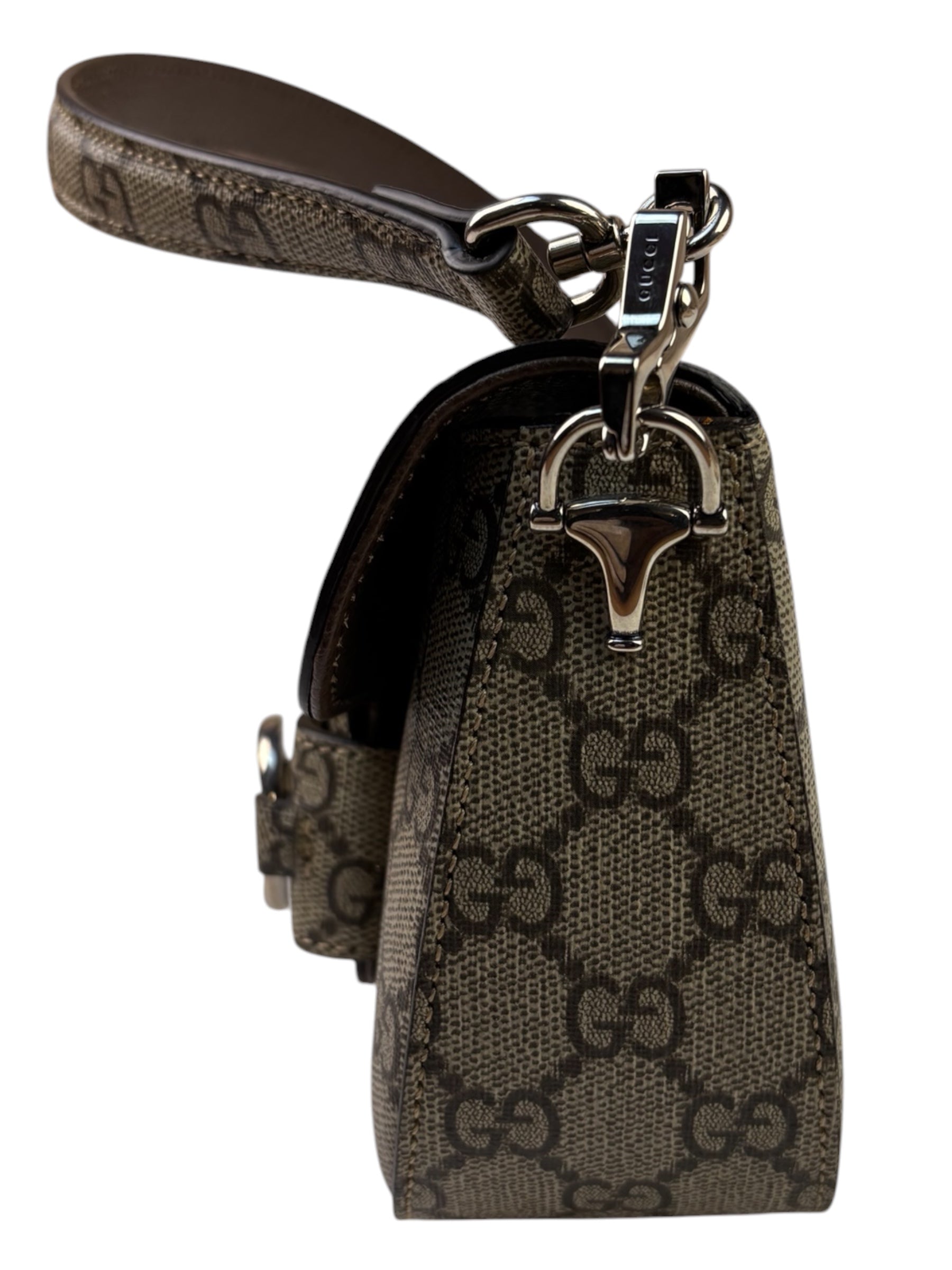 Gucci Beige Leather GG Horsebit 1955 Asymmentric Two-Way Bag