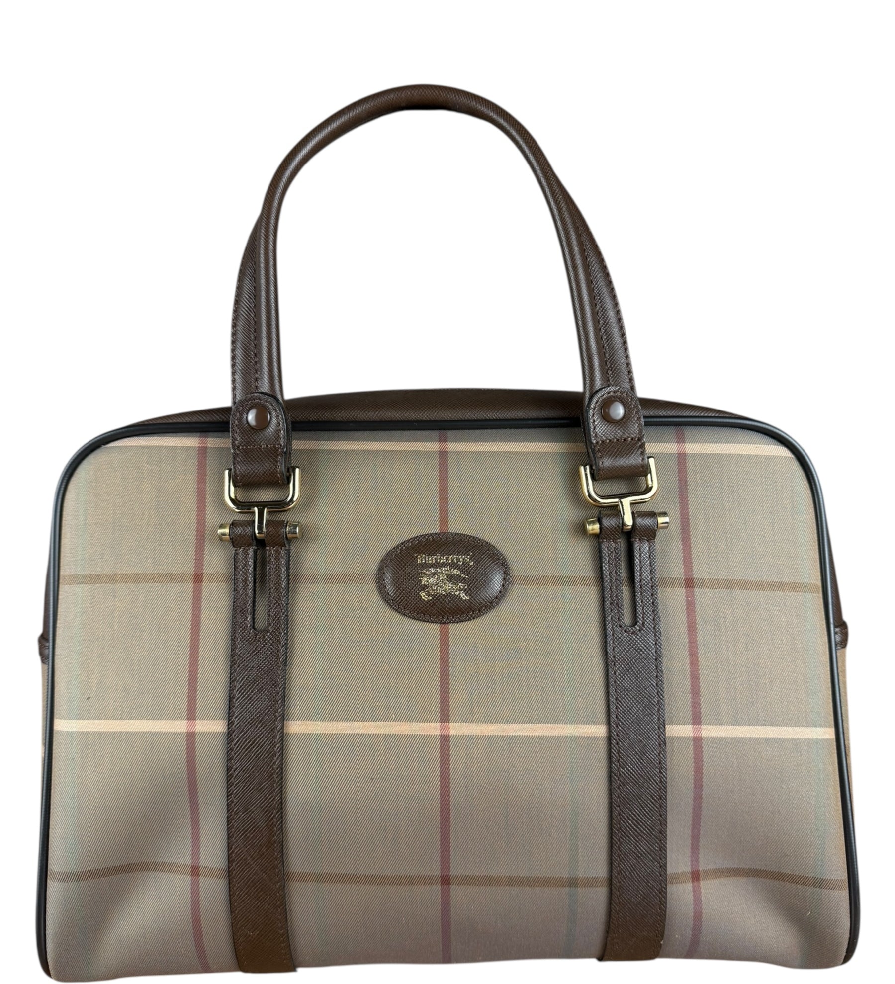 Burberry Brown Vintage Check Boston Handbag