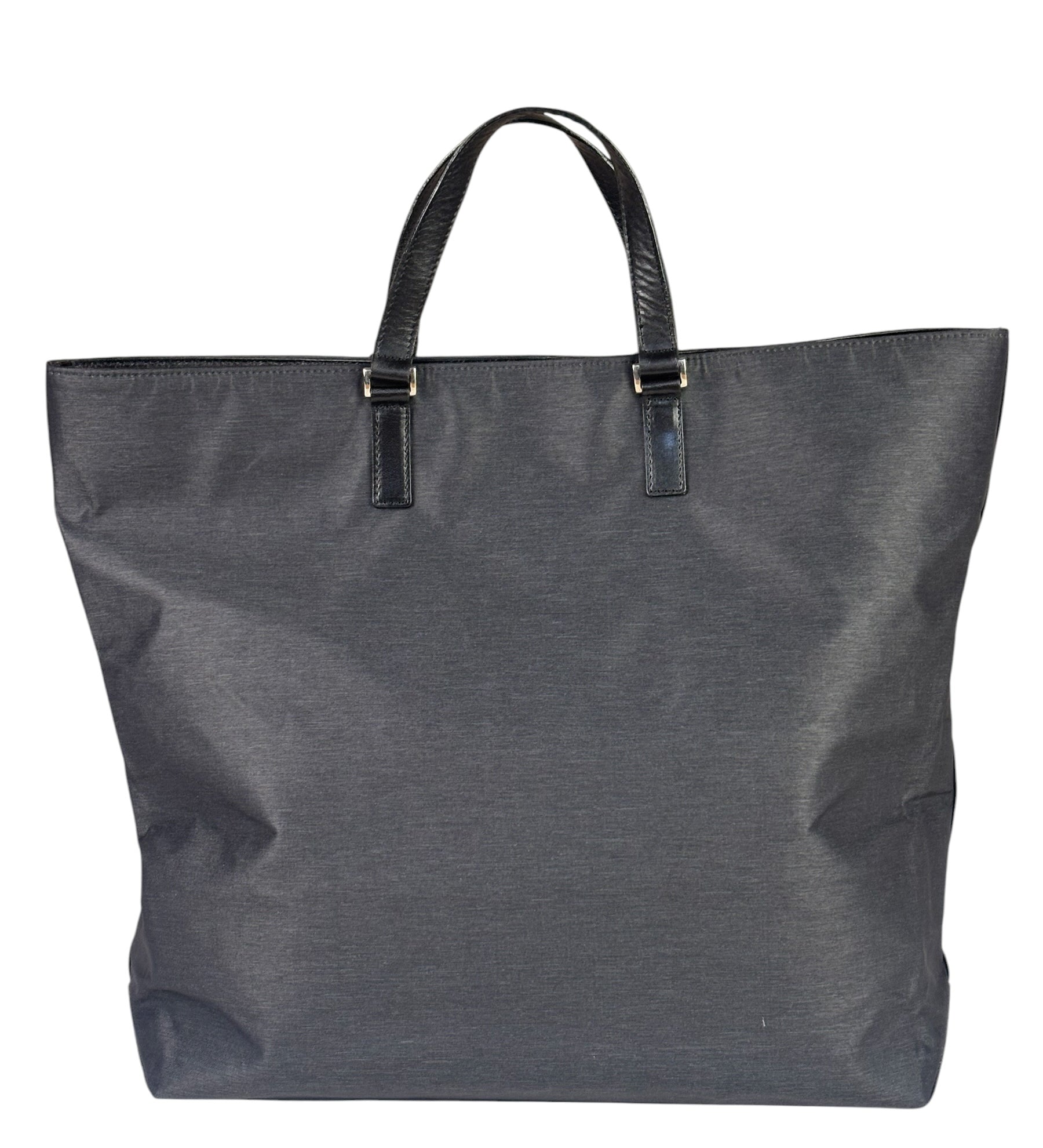 Burberry Grey Nylon/Leather Trim Tote