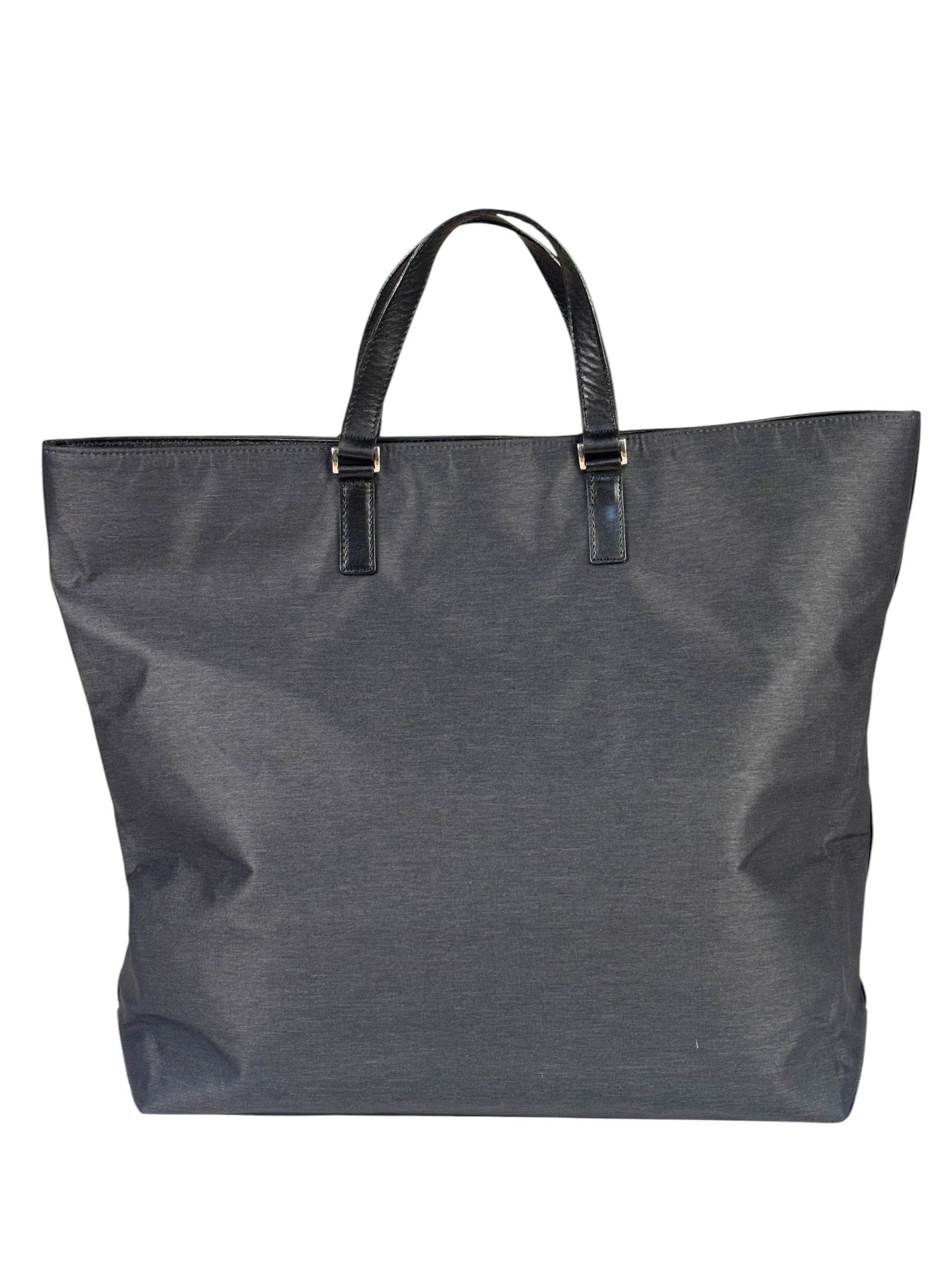 Burberry Grey Nylon/Leather Trim Tote
