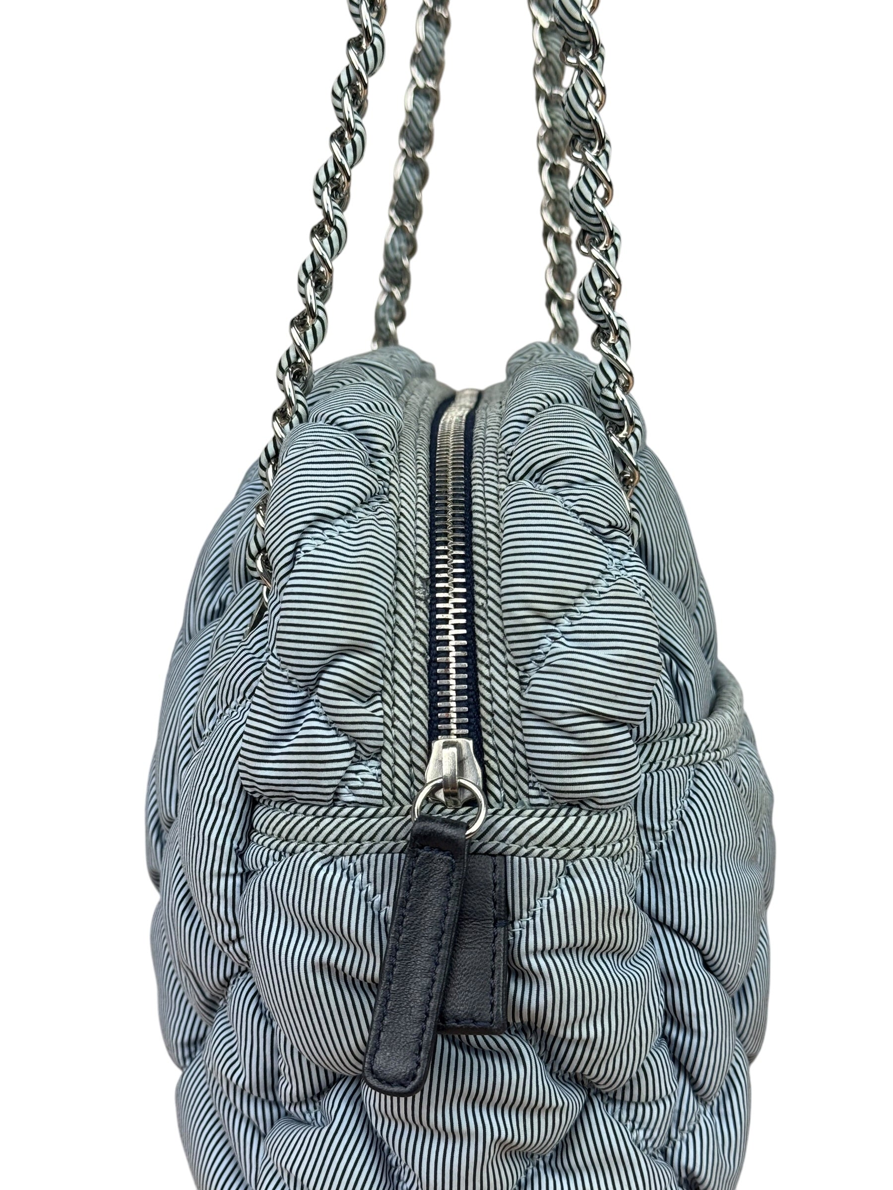 Chanel Grey/Black Quilted Nylon Bubble Shoulder Bag 2009
