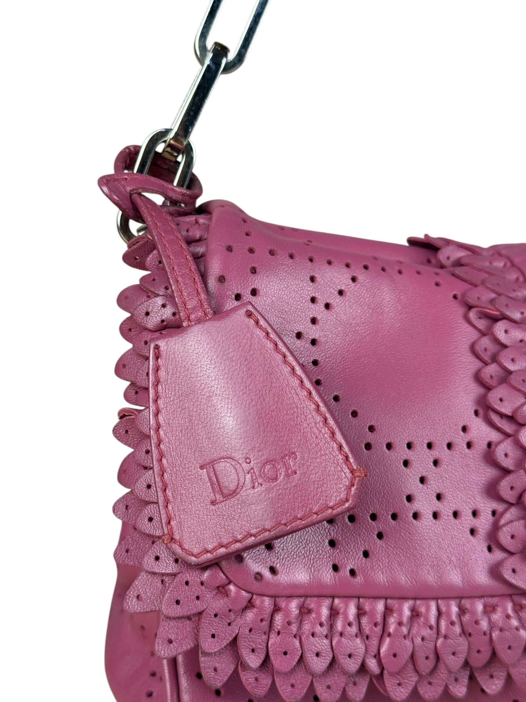 Christian Dior Purple Ruffle Leather New Lock Flap Bag