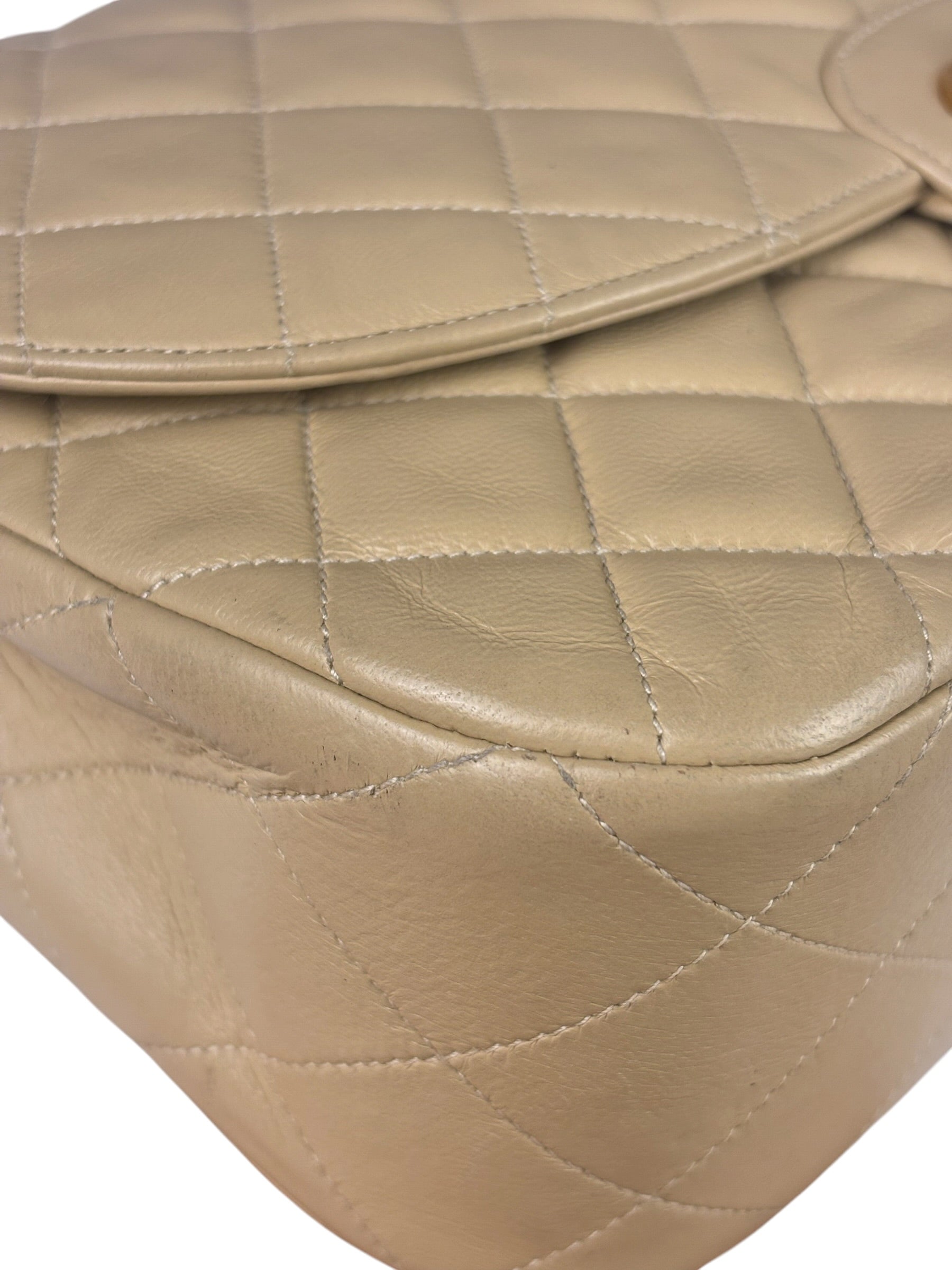 Chanel Beige Quilted Lambskin Flap Bag 90's