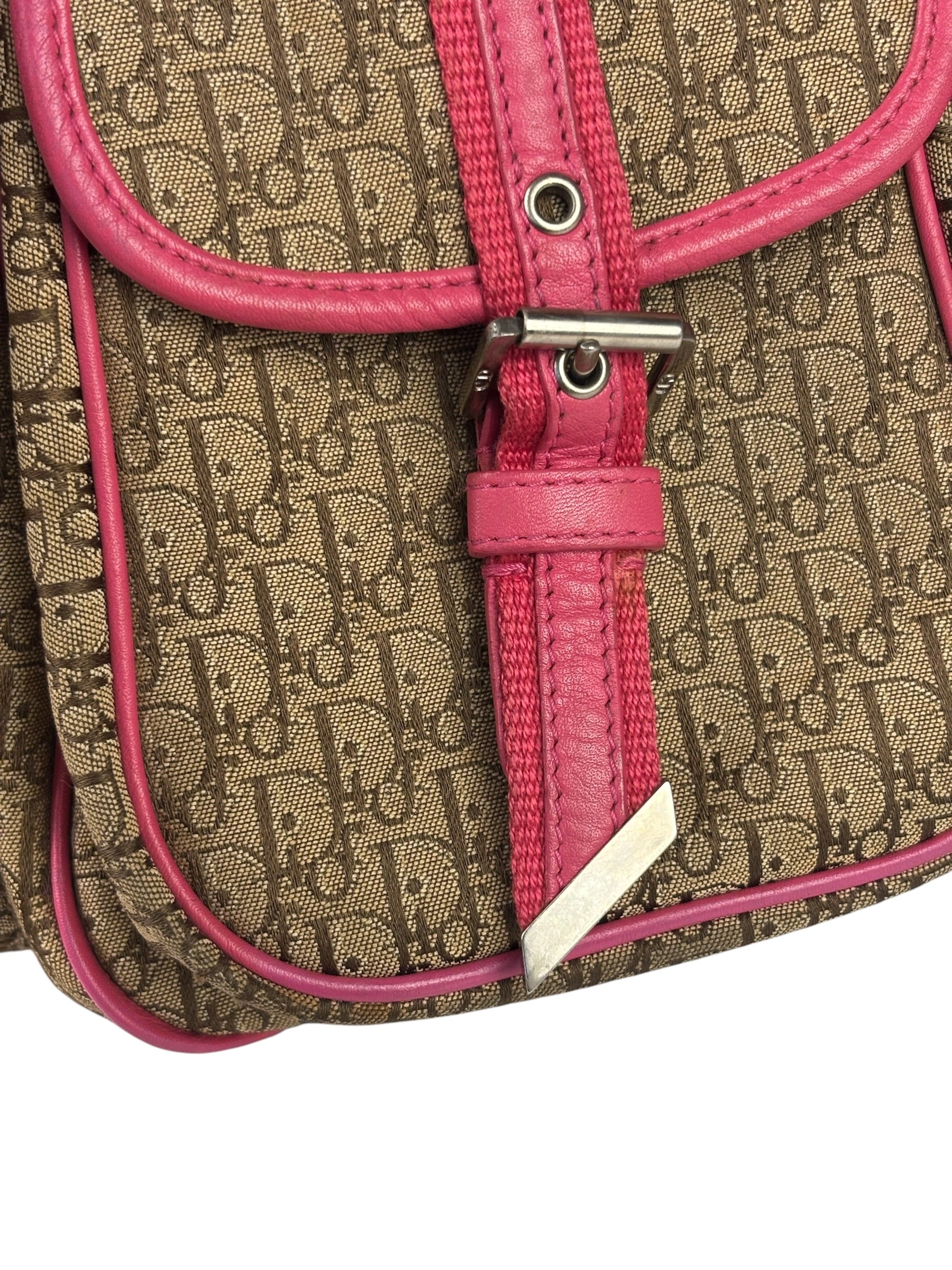 Christian Dior Vintage Pink Leather Trim Diorssimo Street Chic Shoulder Bag