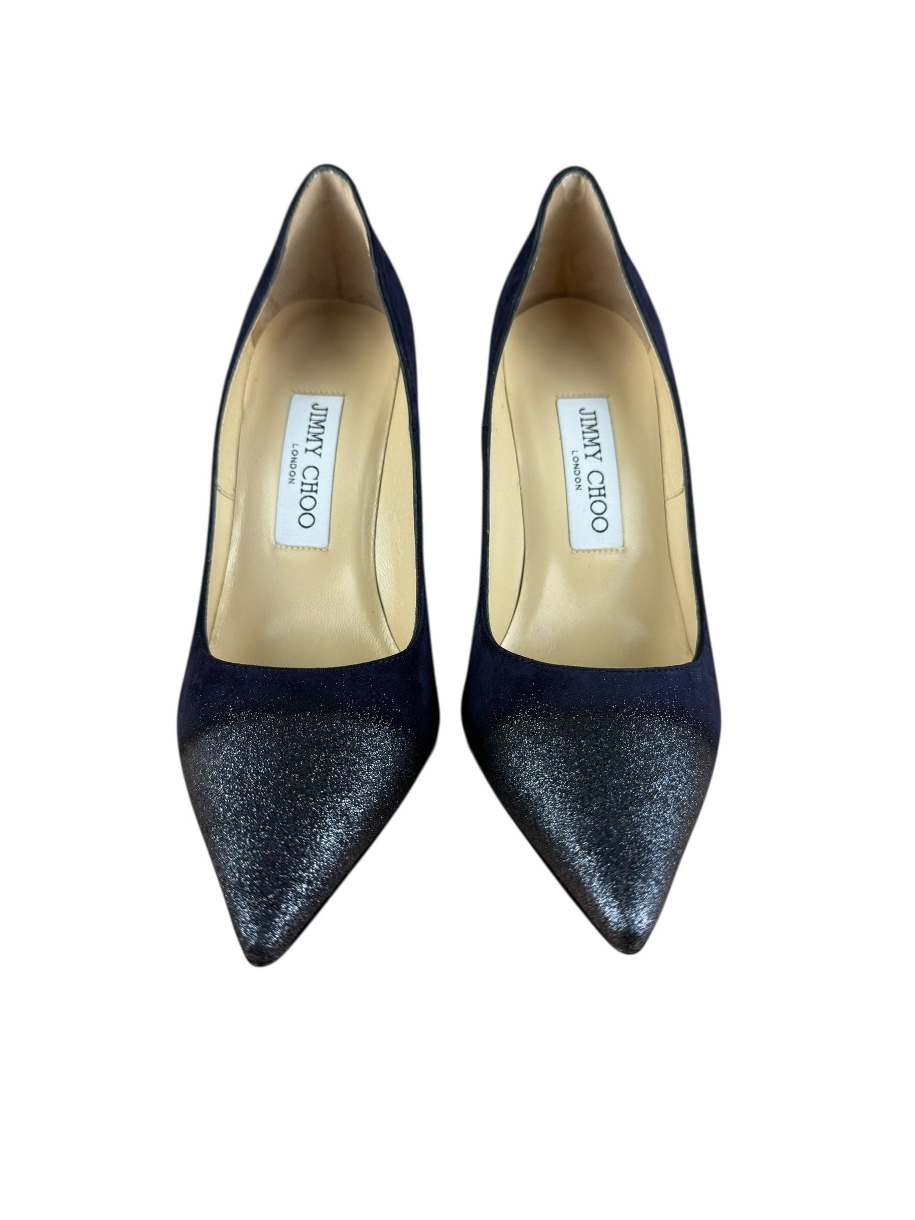Jimmy Choo Romy Navy Blue Suede Pointed Toe Pumps