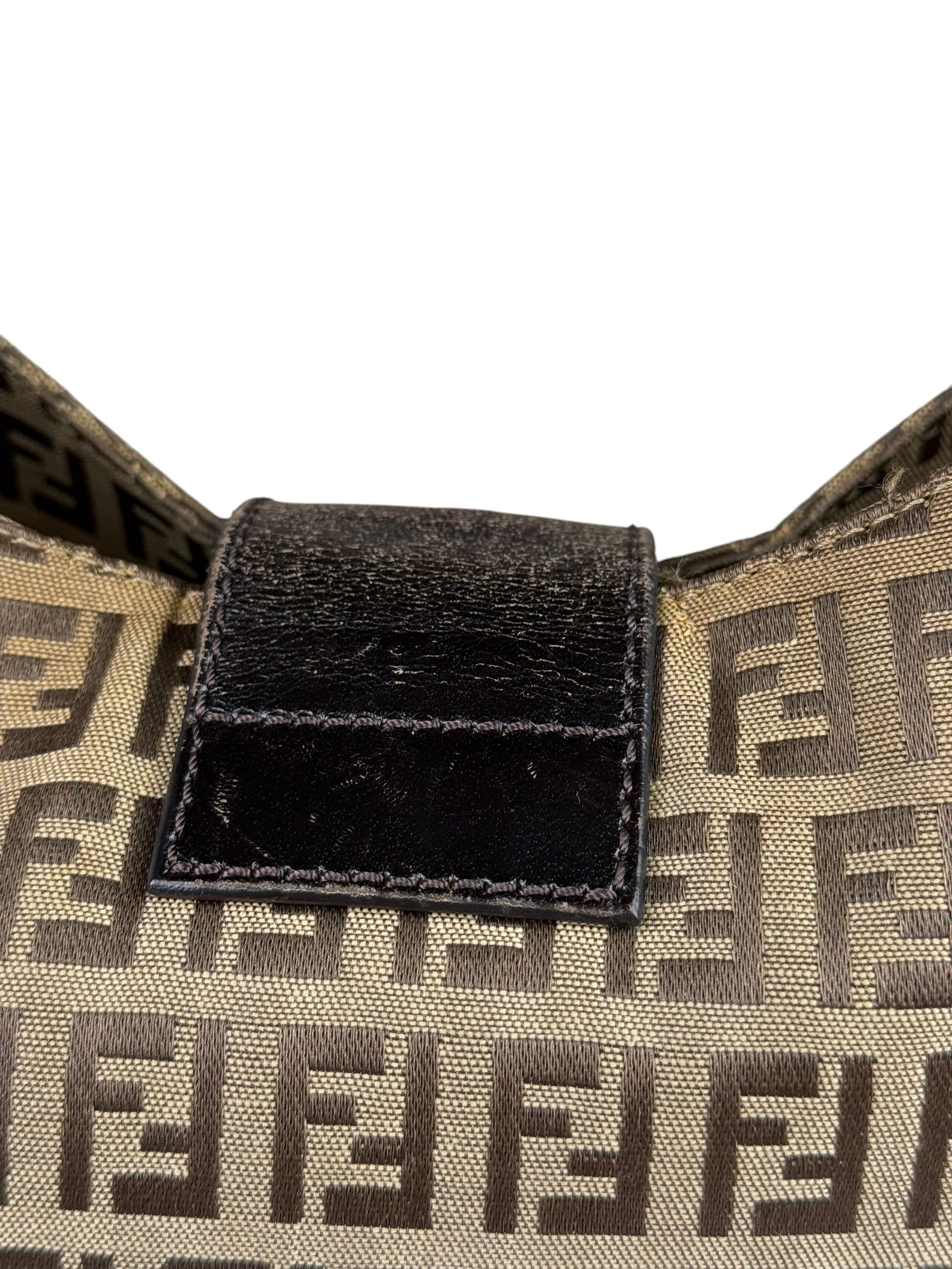 Fendi Brown Leather Trim Zucca Mamma Baguette