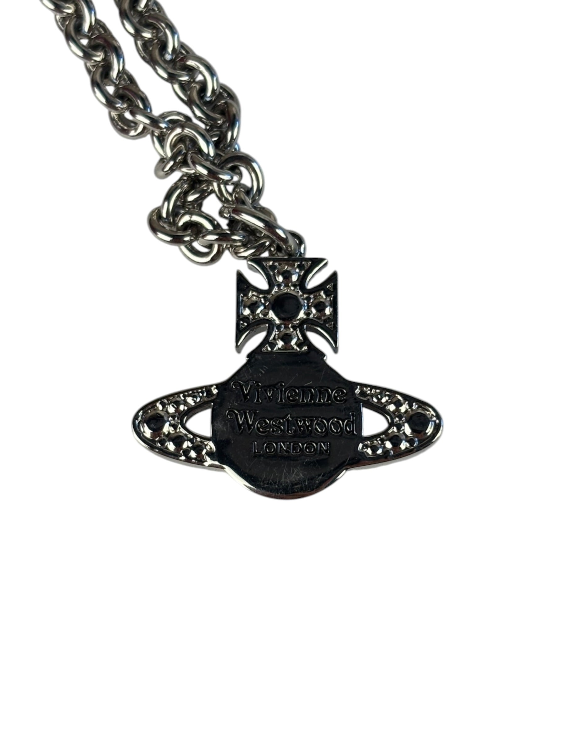 Vivienne Westwood Silver Bas Relief Pendant Necklace