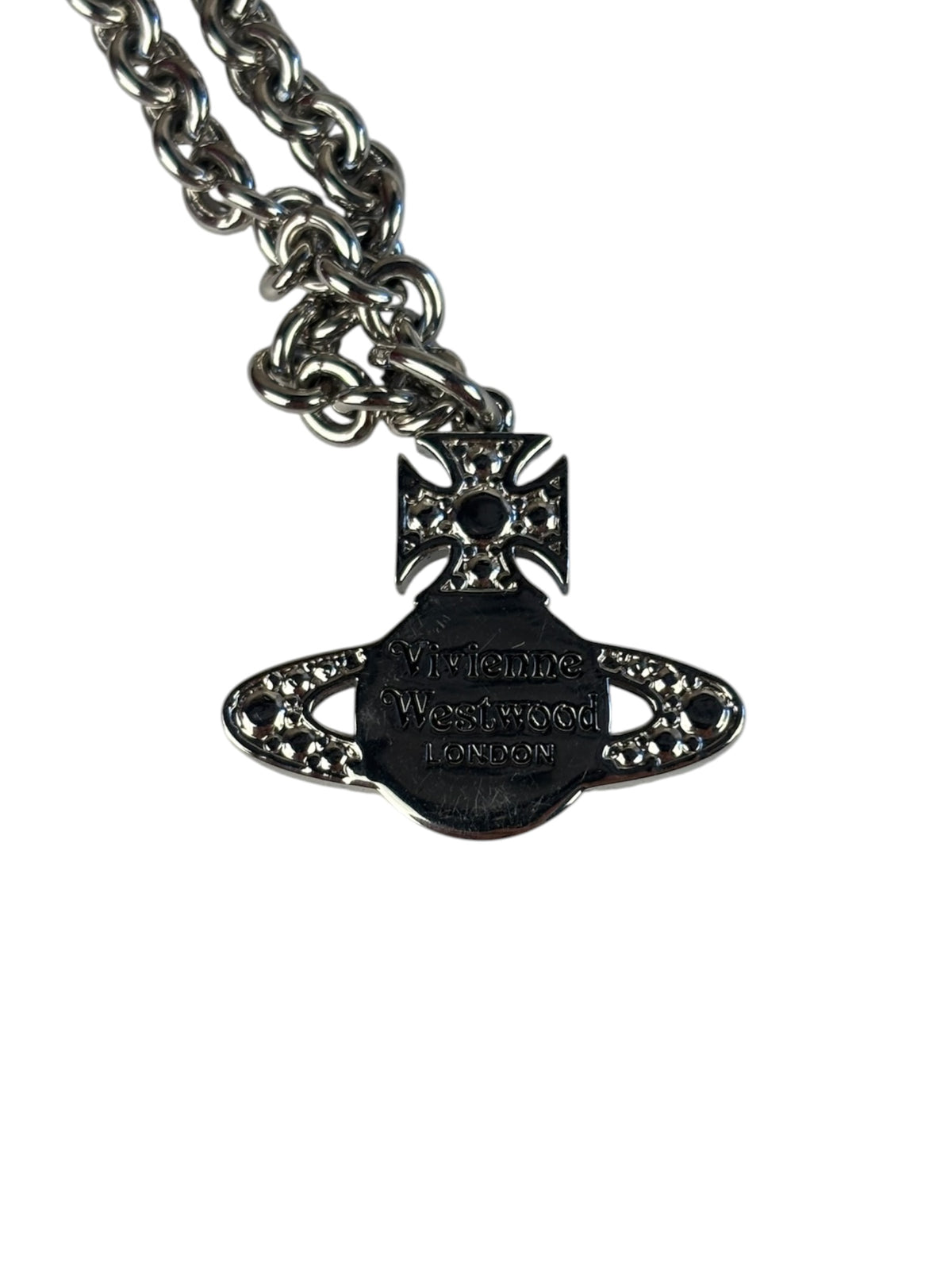 Vivienne Westwood Silver Bas Relief Pendant Necklace