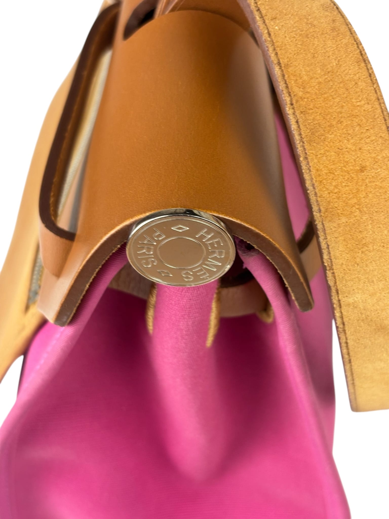 Hermes Pink/Brown Leather Trim Herbag Zip 31 Two-Way Bag