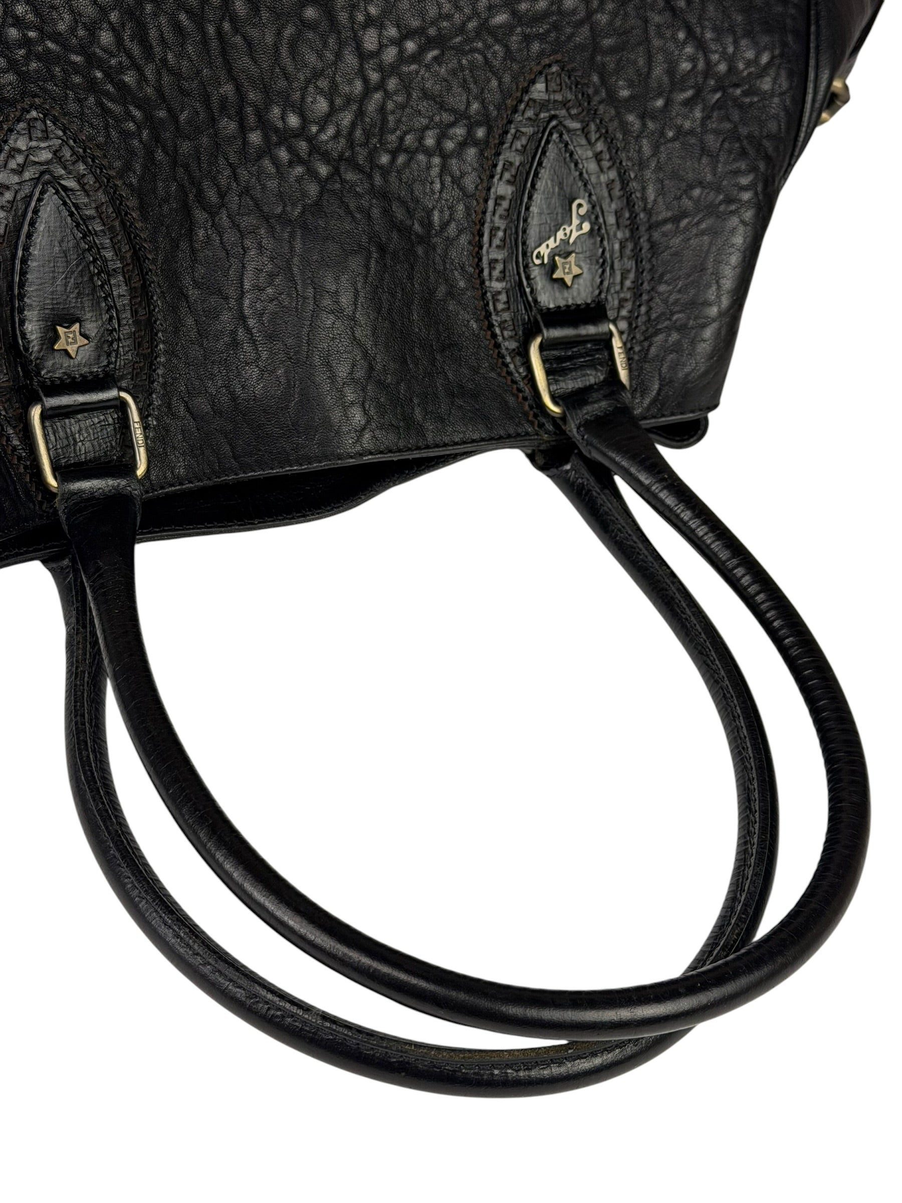Fendi Black Leather Etniko Du Jour Shoulder Bag