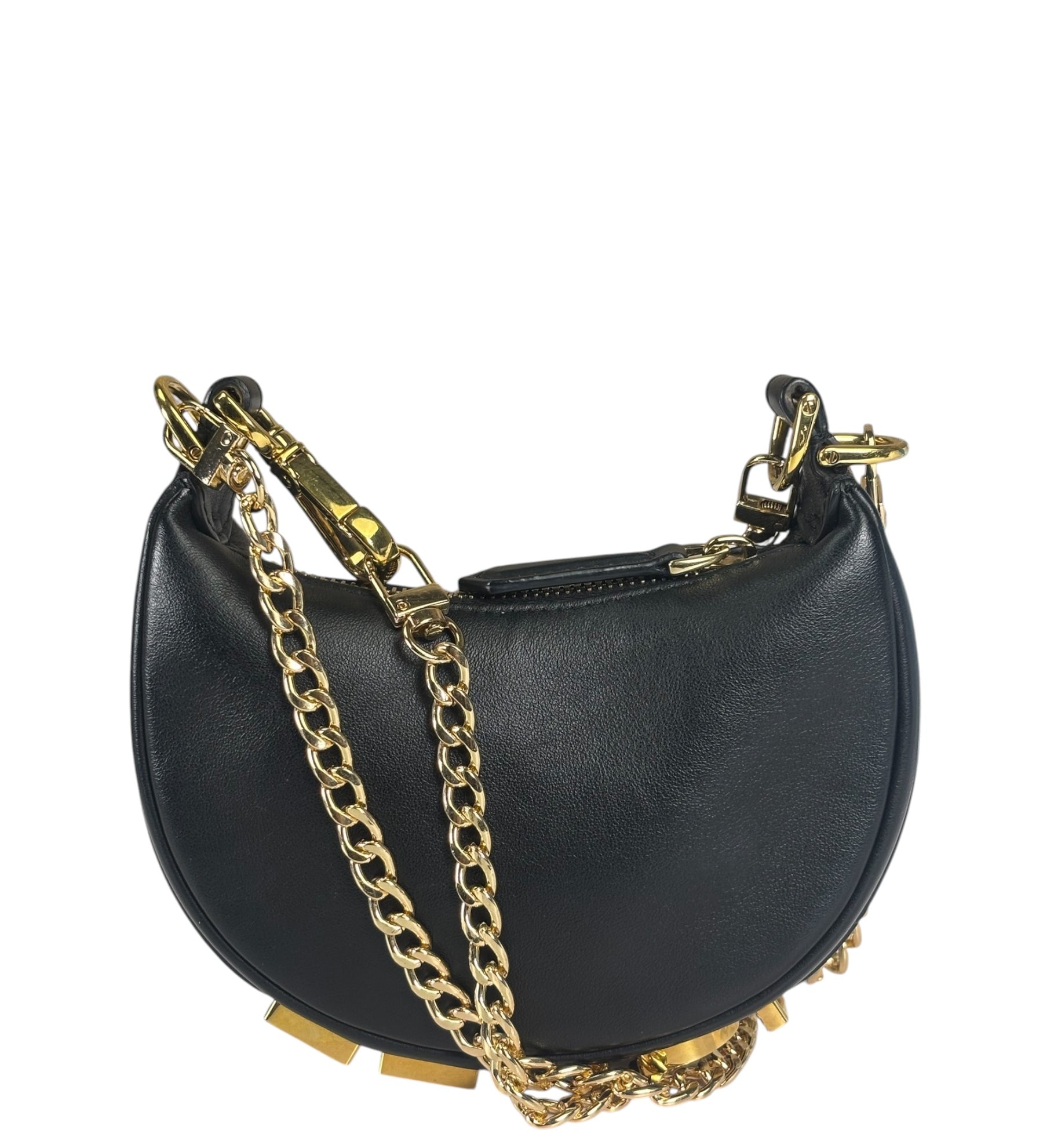 Fendi Vintage Black Leather Nano Fendigraphy Two-Way Bag Replacement Chains