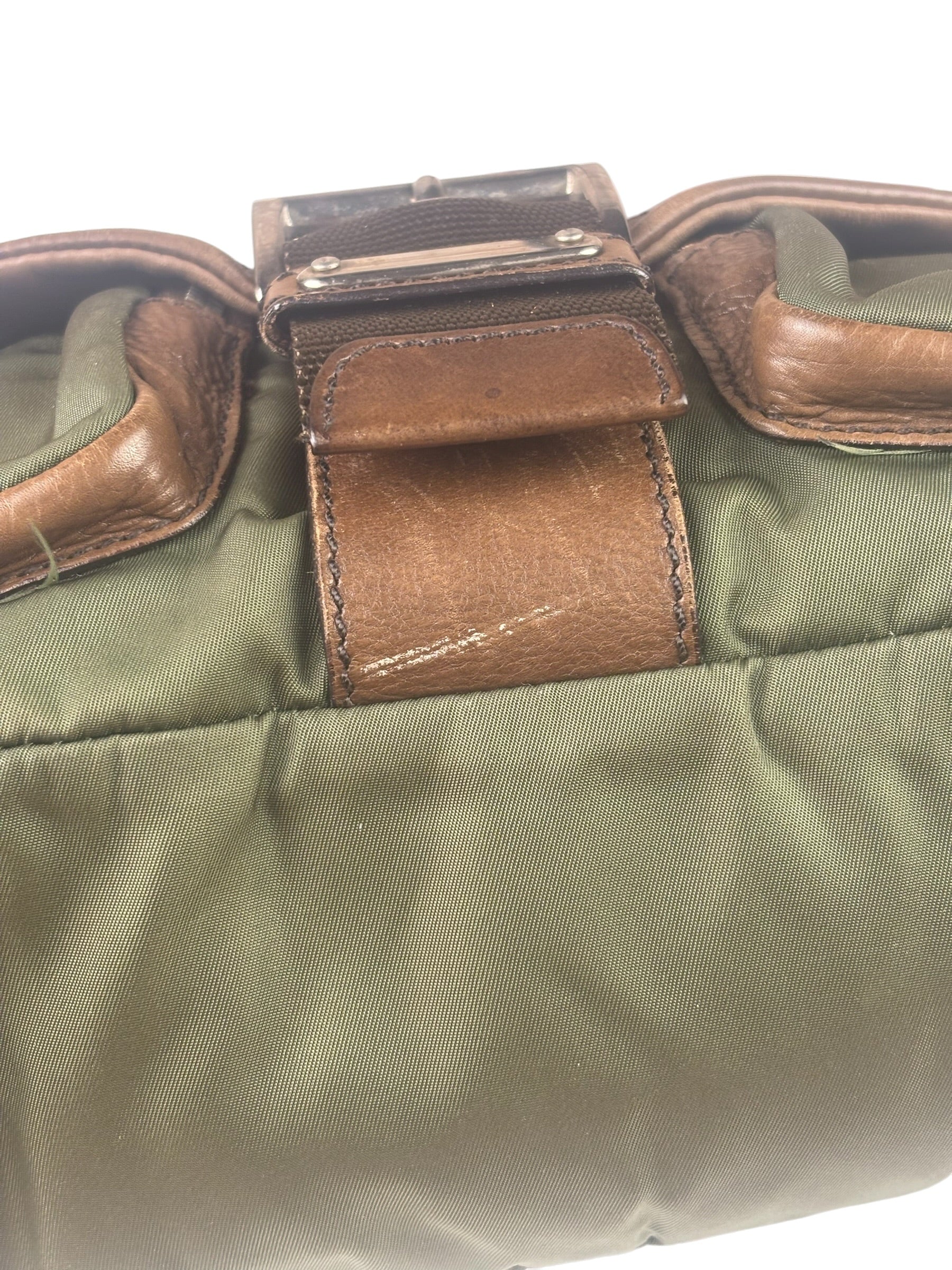 Prada Vintage Green Nylon/Leather Crossbody Bag