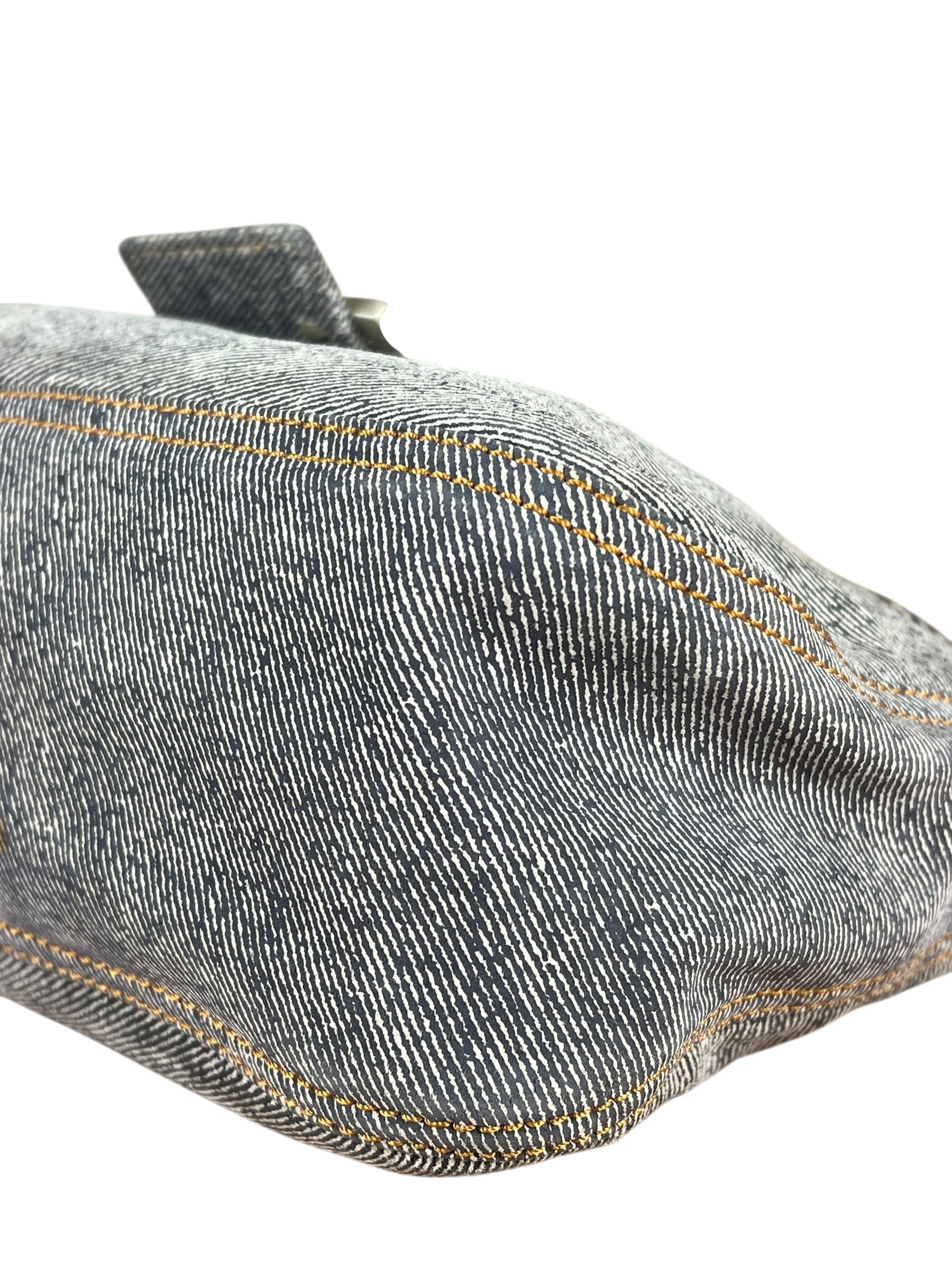 Fendi Light Denim Toned Canvas Baguette Shoulder Bag