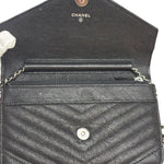 Chanel Caviar Chevron Quilted Wallet On Chain 2017