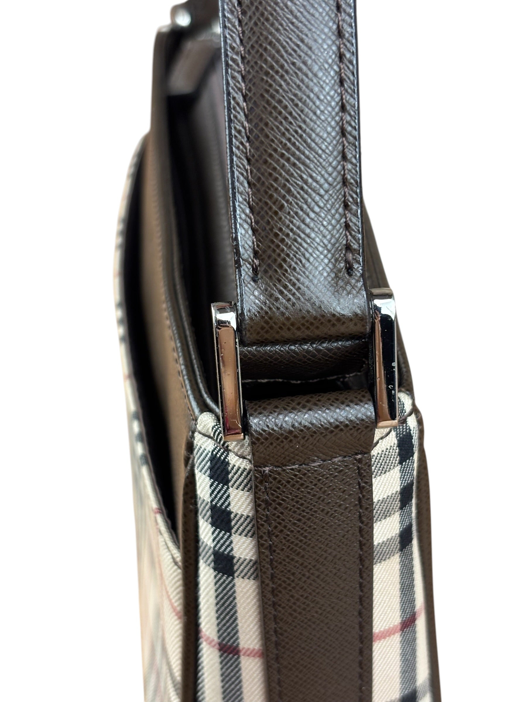 Burberry Vintage Leather Trim House Check Pochette
