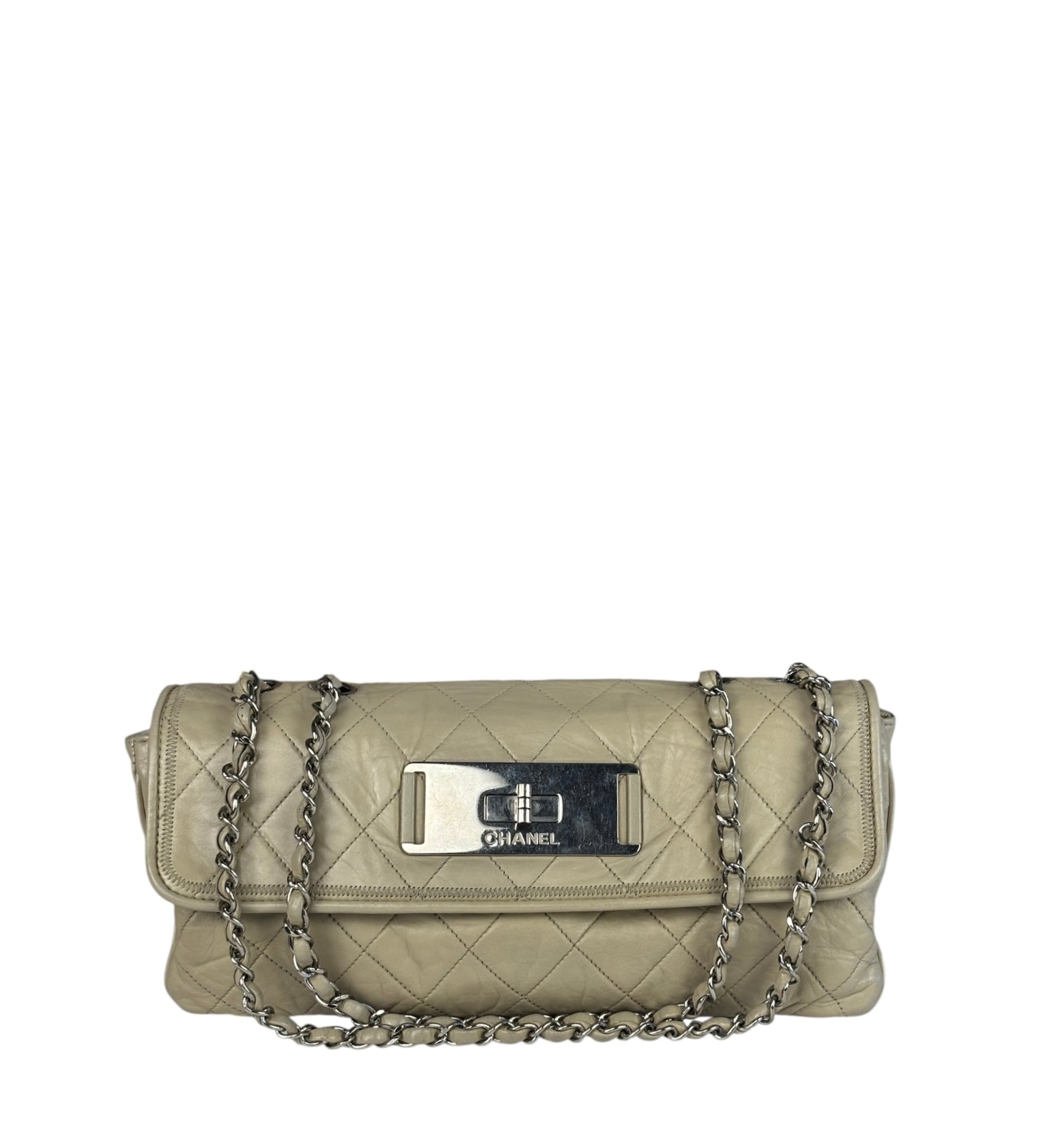 Chanel Light Grey Quilted Mademoiselle Chain Flap Bag 2008