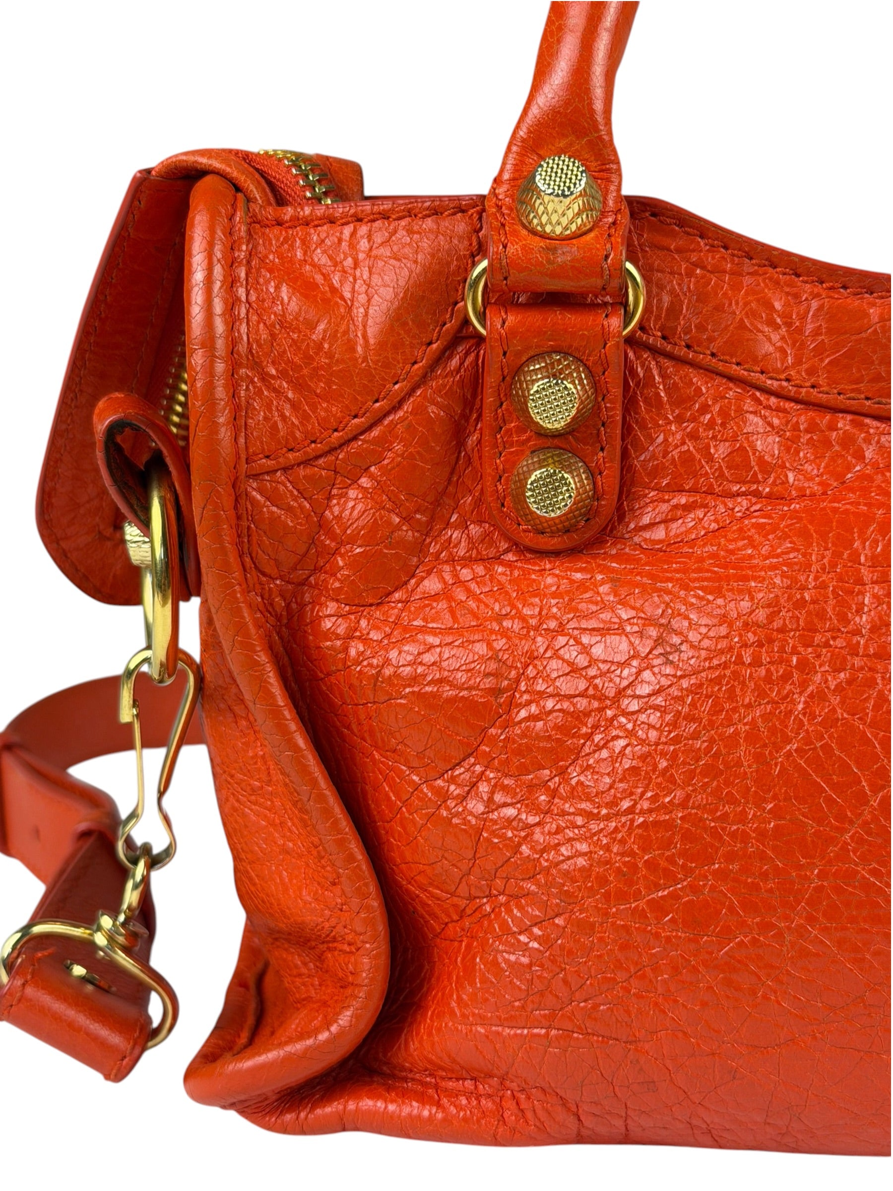 Balenciaga Red Leather Mini City Bag