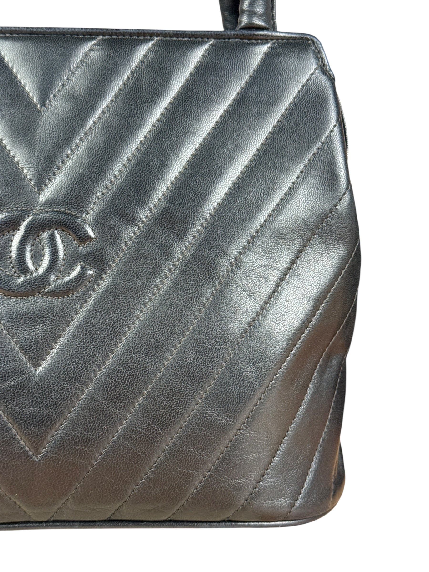 Chanel Black Chevron Quilted Tassel Fringe Tote 1992