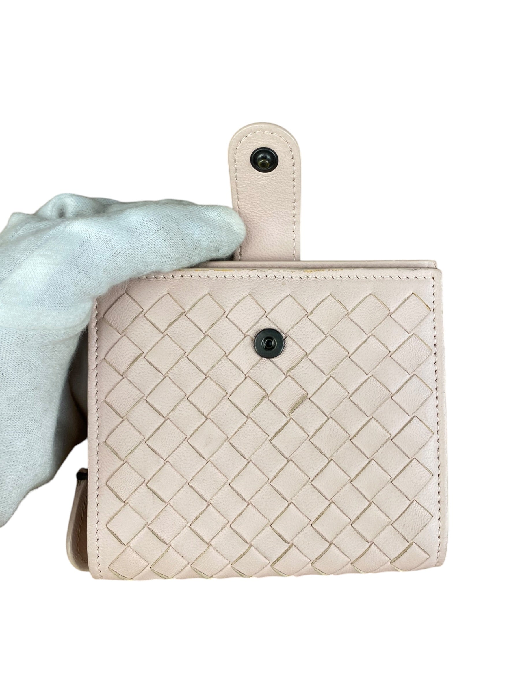 Bottega Veneta Intreccio Leather Wallet Light Pink
