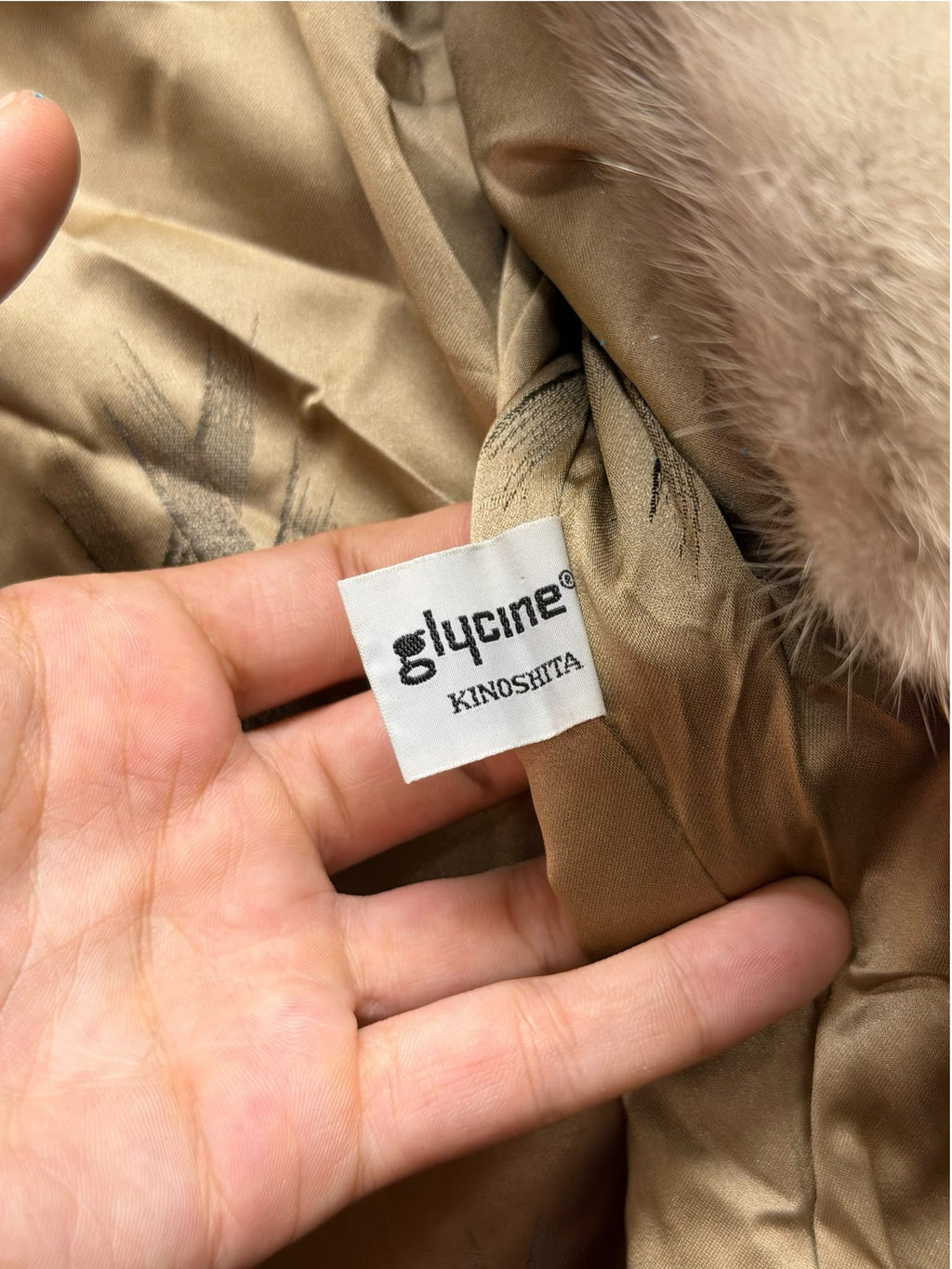 Vintage Glycine Brown Persian Lamb Mink Fur Trim Mid-Length Coat