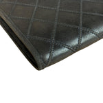 Chanel Vintage Dark Brown Leather Quilted CC Long Wallet