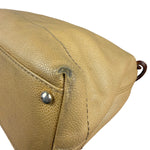 Chanel CC Vintage Beige Leather Caviar Wood Chain Hobo Bag
