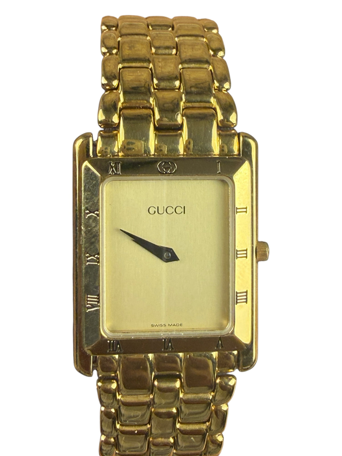 Gucci 1200M Gold Plated Tank Roman Numeral Bezel