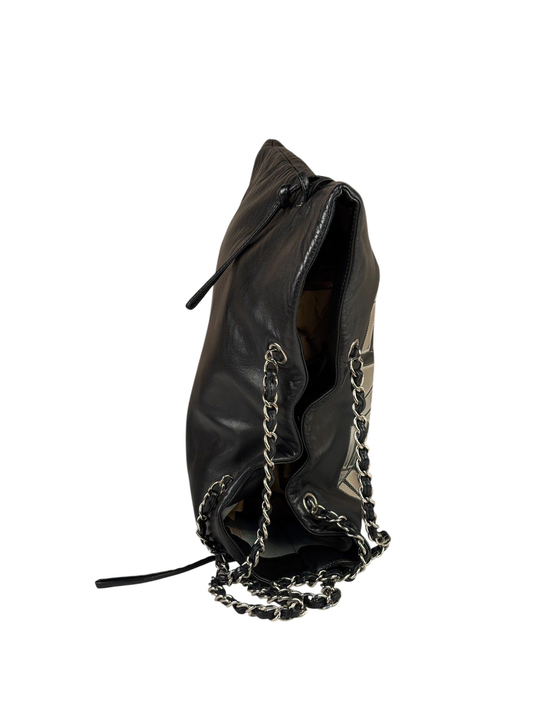 Chanel Black Leather CC Mirrored Mosaic Chain Tote 2008