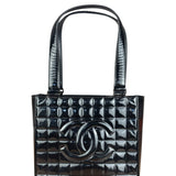 Chanel Black Patent Chocolate Bar Shoulder Tote 2002