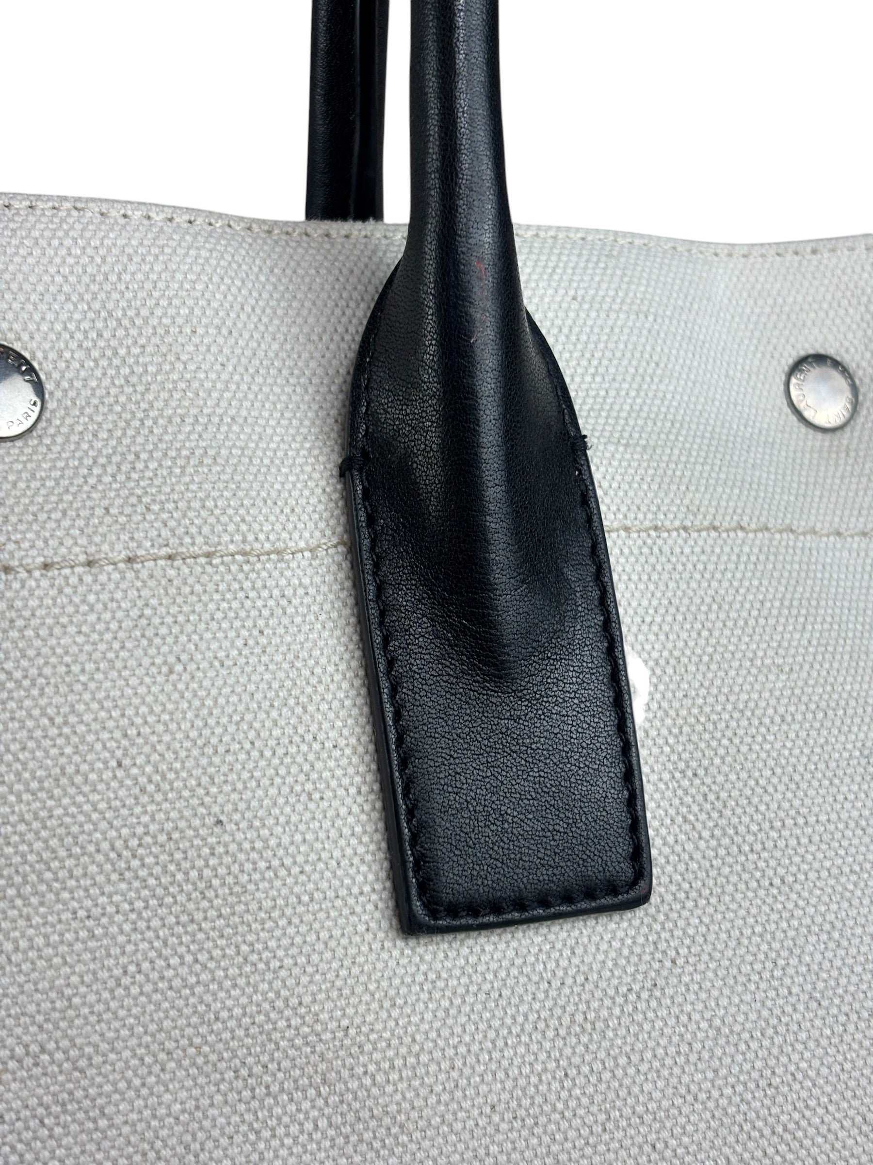 Saint Laurent Beige/Black Rive Gauche Canvas Tote Bag
