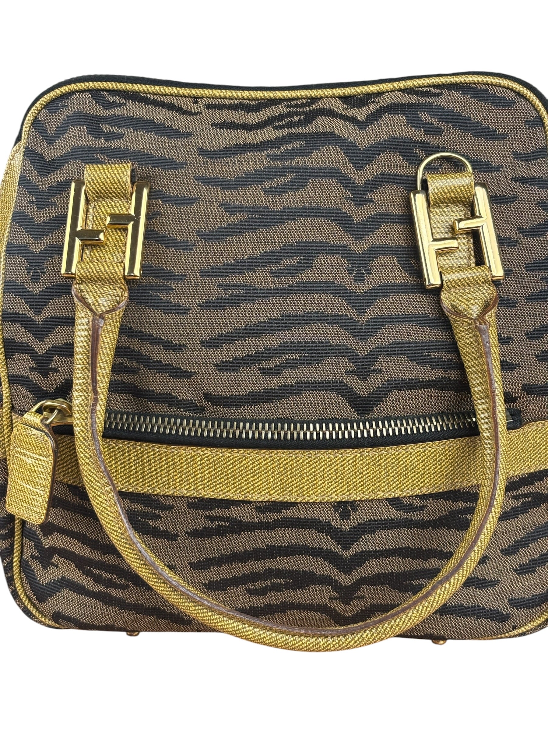 Fendi Vintage Tiger Print Mini Bowler Bag