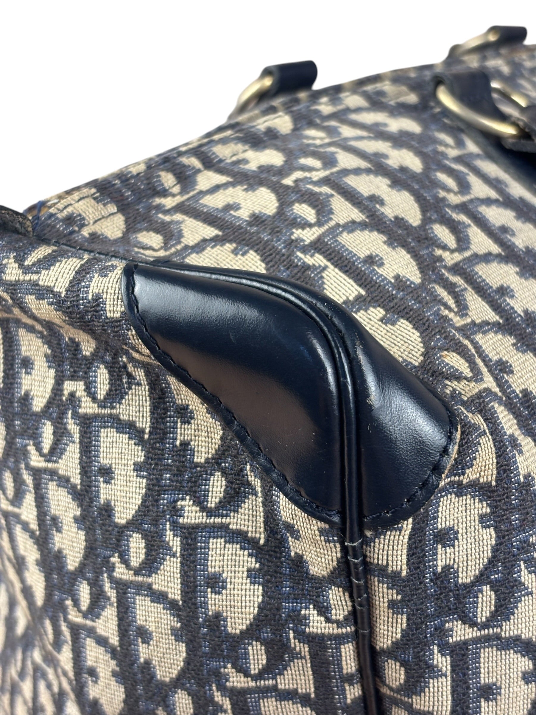 Christian Dior Vintage Navy Blue Trotter Boston Bag