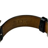 Dior Silver Dial Black Leather Strap D78-100
