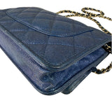 Chanel Peal Blue Caviar Quilted Leather Iridescent Wallet On Chain 2019