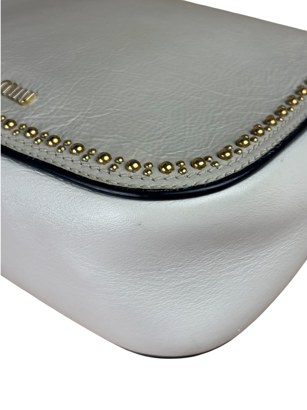 Miu Miu Cream Leather Dahlia Jewel Star Crossbody