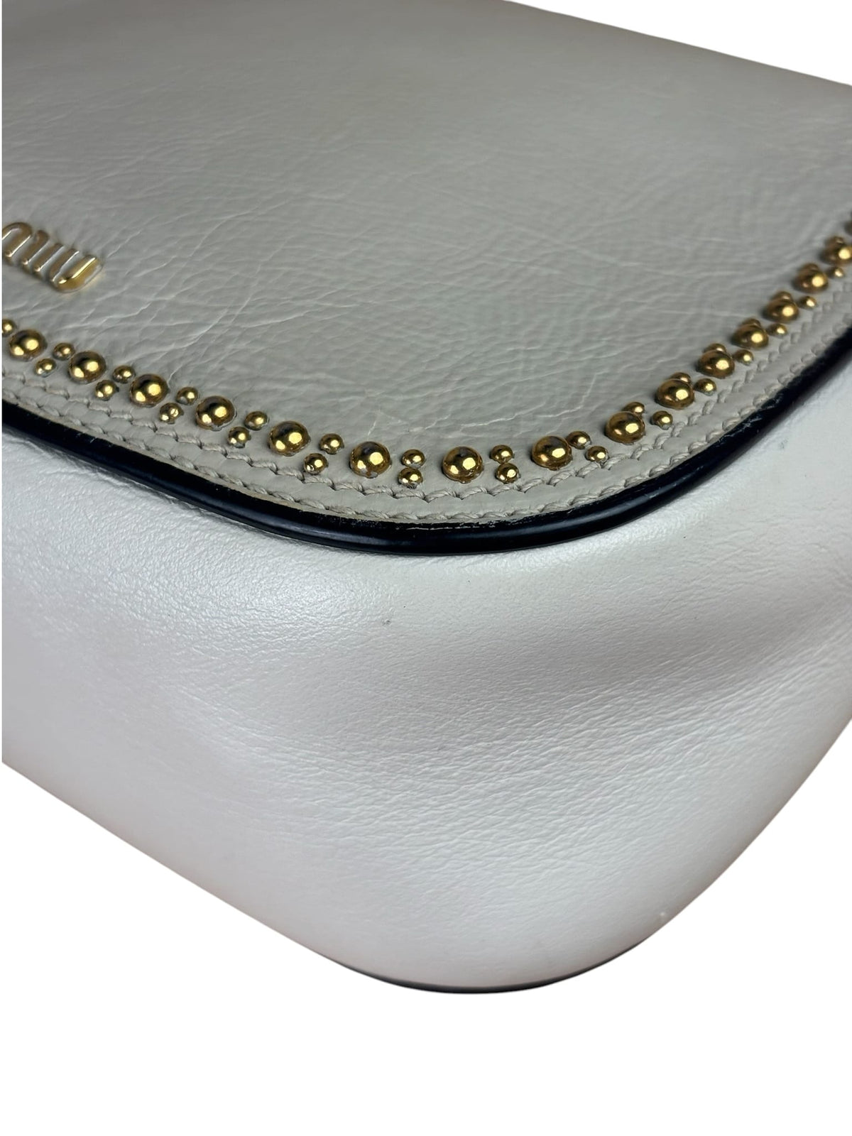 Miu Miu Cream Leather Dahlia Jewel Star Crossbody