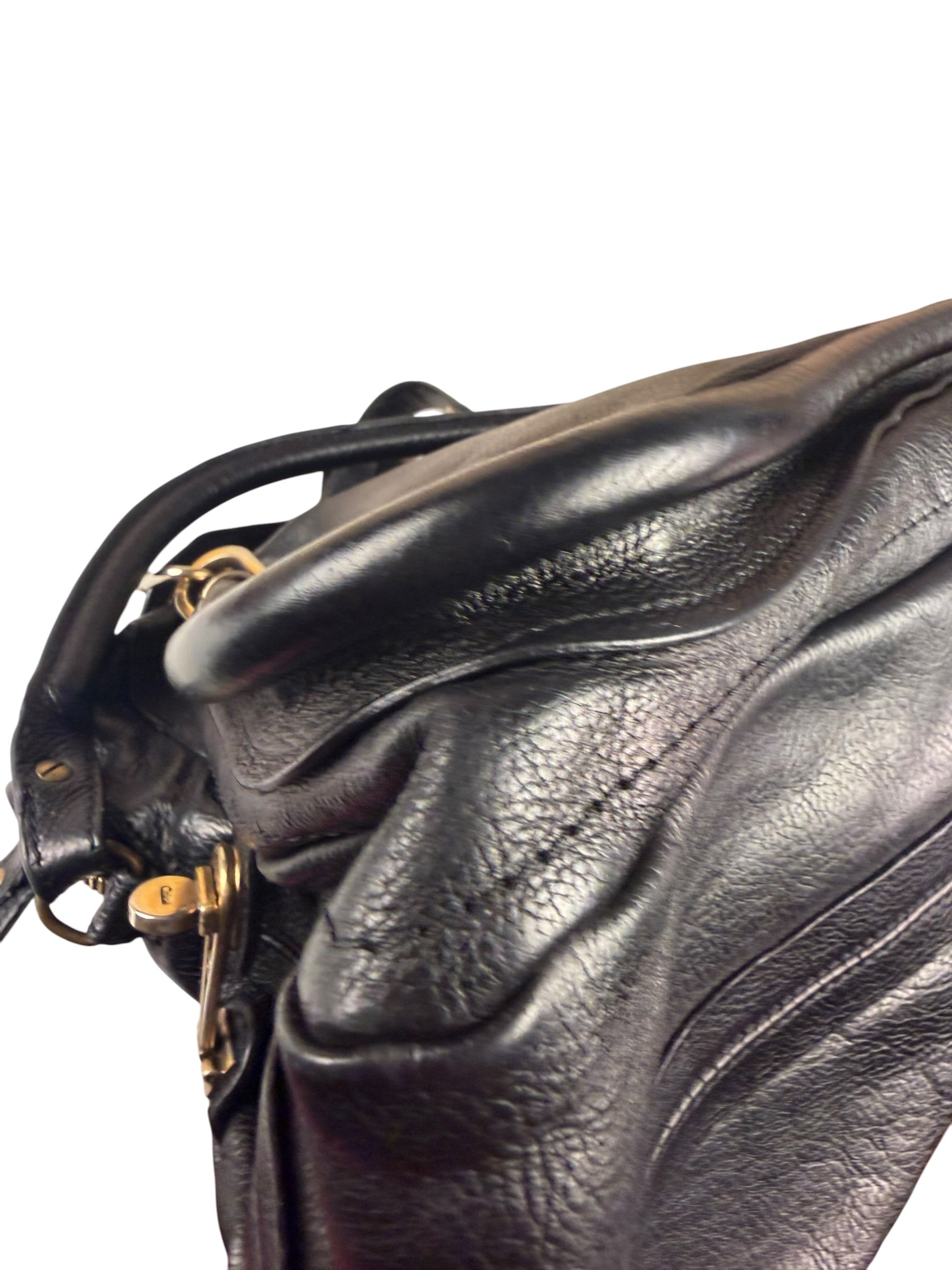 Chloe Black Leather Paraty Shoulder Bag