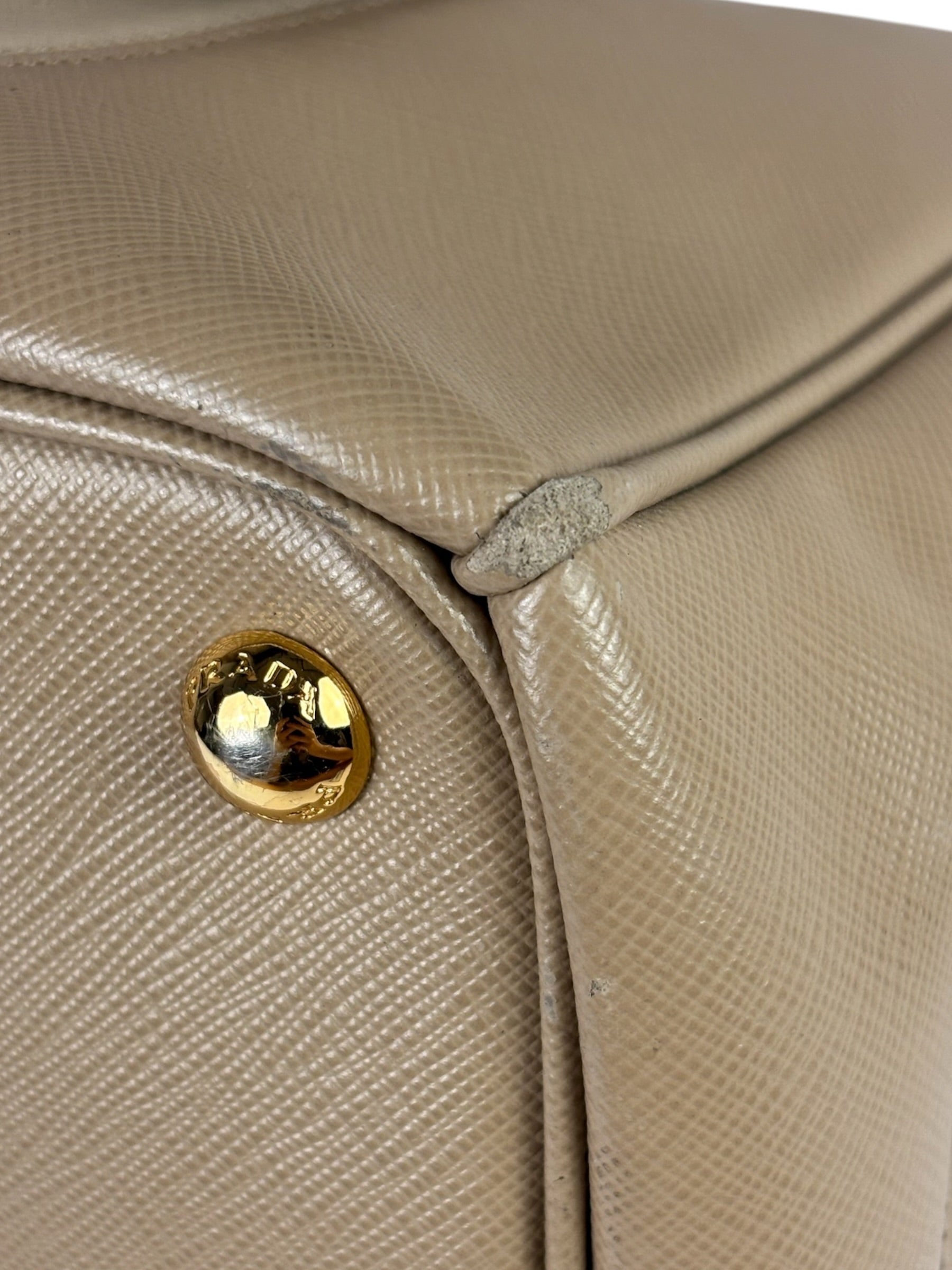 Prada Beige Saffiano Leather Galleria Large Shoulder Bag