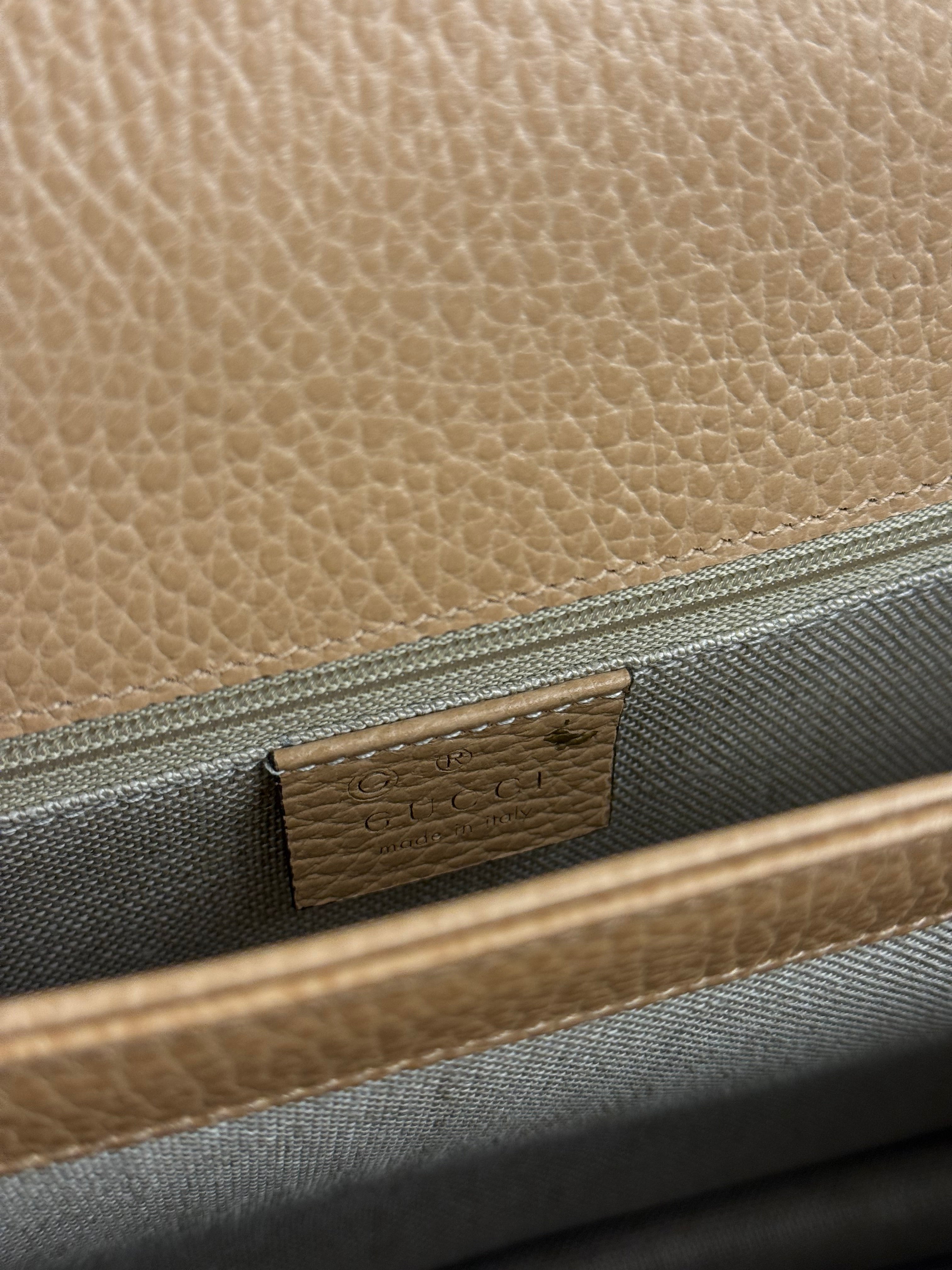 Gucci Beige Leather Medium GG Dollar Chain Shoulder Bag