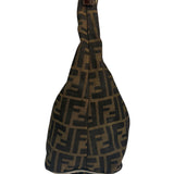 Fendi Brown Leather Trim Zucca Hobo Bag