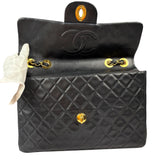 Chanel Black Quilted Leather Jumbo Flap Bag 1995